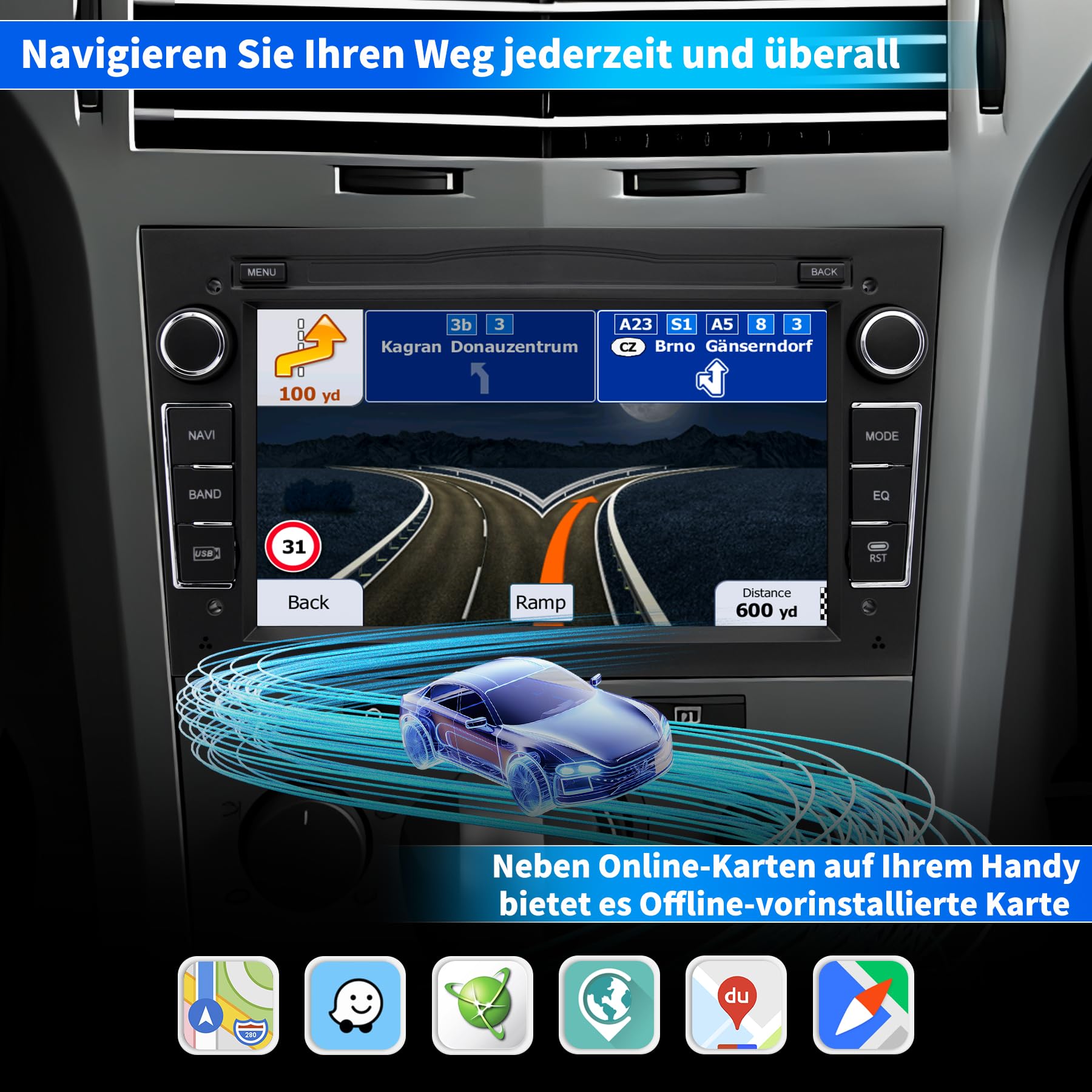 Autoradio für Opel, 2 DIN Radio, Android 12 System 2G+64GB mit Navi CarPlay Android Auto WLAN Bluetooth MirrorLink, 7 Zoll Bildschirm Double Din FM Radio Lenkradkontrolle