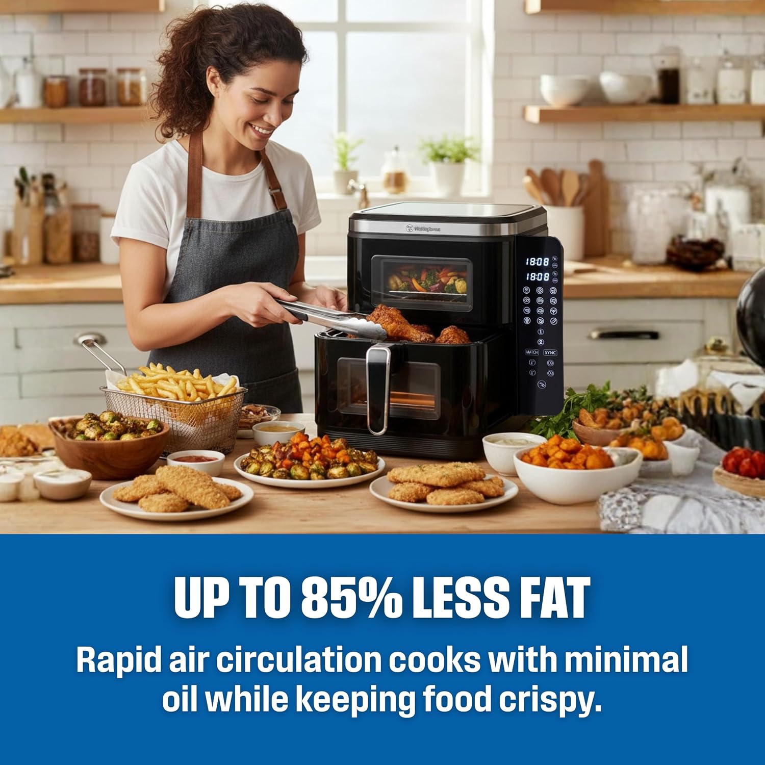 Original | Westinghouse USA Double Stack Air Fryer 11L | Dual Zone Cooking, Foldable Display, 12 Presets, 2800W – BS Plug - 2 Years Warranty 2026 - view 7