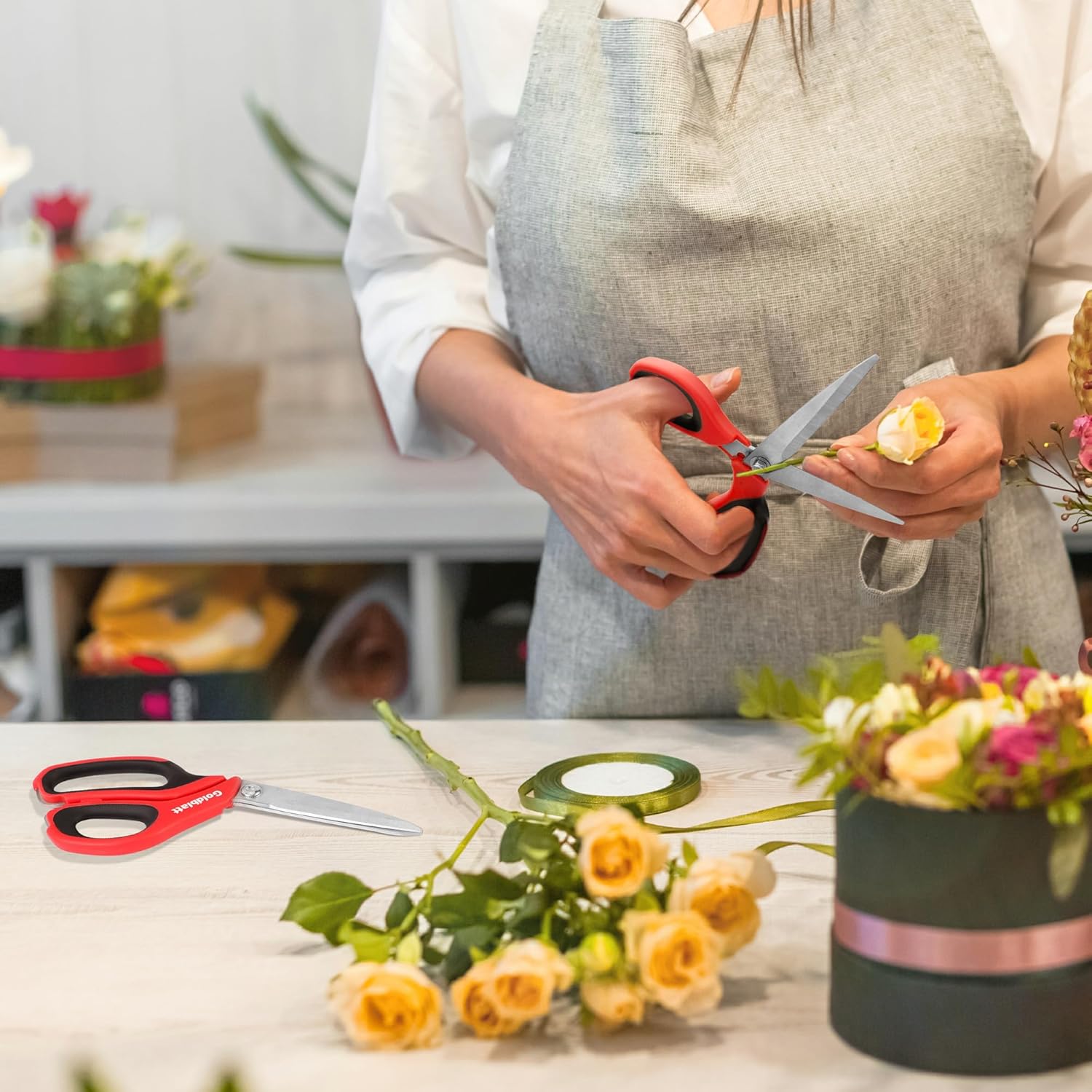 Goldblatt 2PCS Heavy Duty Scissors, Multipurpose Shop Scissors with Stainless Steel Blade and Comfortable Handle, Easy Cutting Cardboard, Wires, Leather, Fabric - Image 3