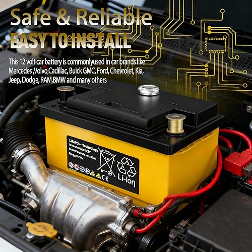 Miniatura 2 de Batería de litio LiFePO4 de 12 V 40 Ah, más de 6000 ciclos profundos, batería recargable para automóvil, batería automática BMS integrada y