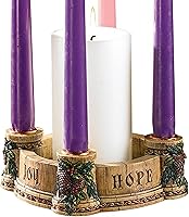 Vista 4 de Portavelas de corona de Adviento - Portavelas de mesa de Navidad, 6 pulgadas, diseño de pesebre redondo