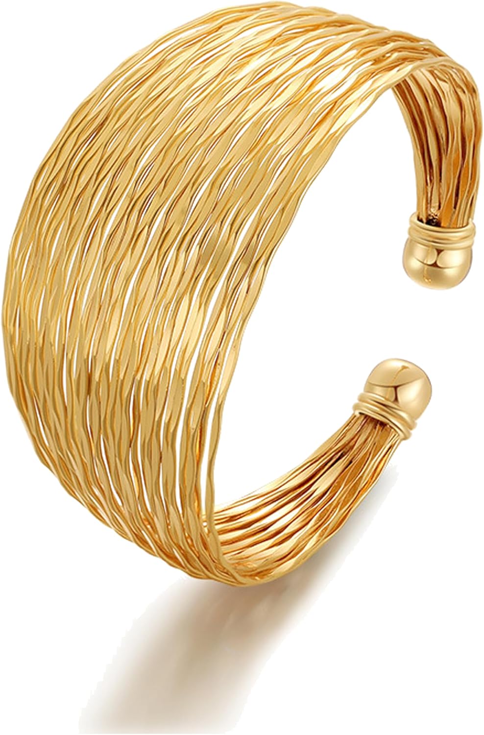 YoSpciaNe Bracelet for Women, Arabic Style Gold Cuff Jewelry, Multi-Layer Wide Open Band, 18K Gold Plated Fashion Bracelet, Eid Ramadan Islamic Gift for Girls & Women