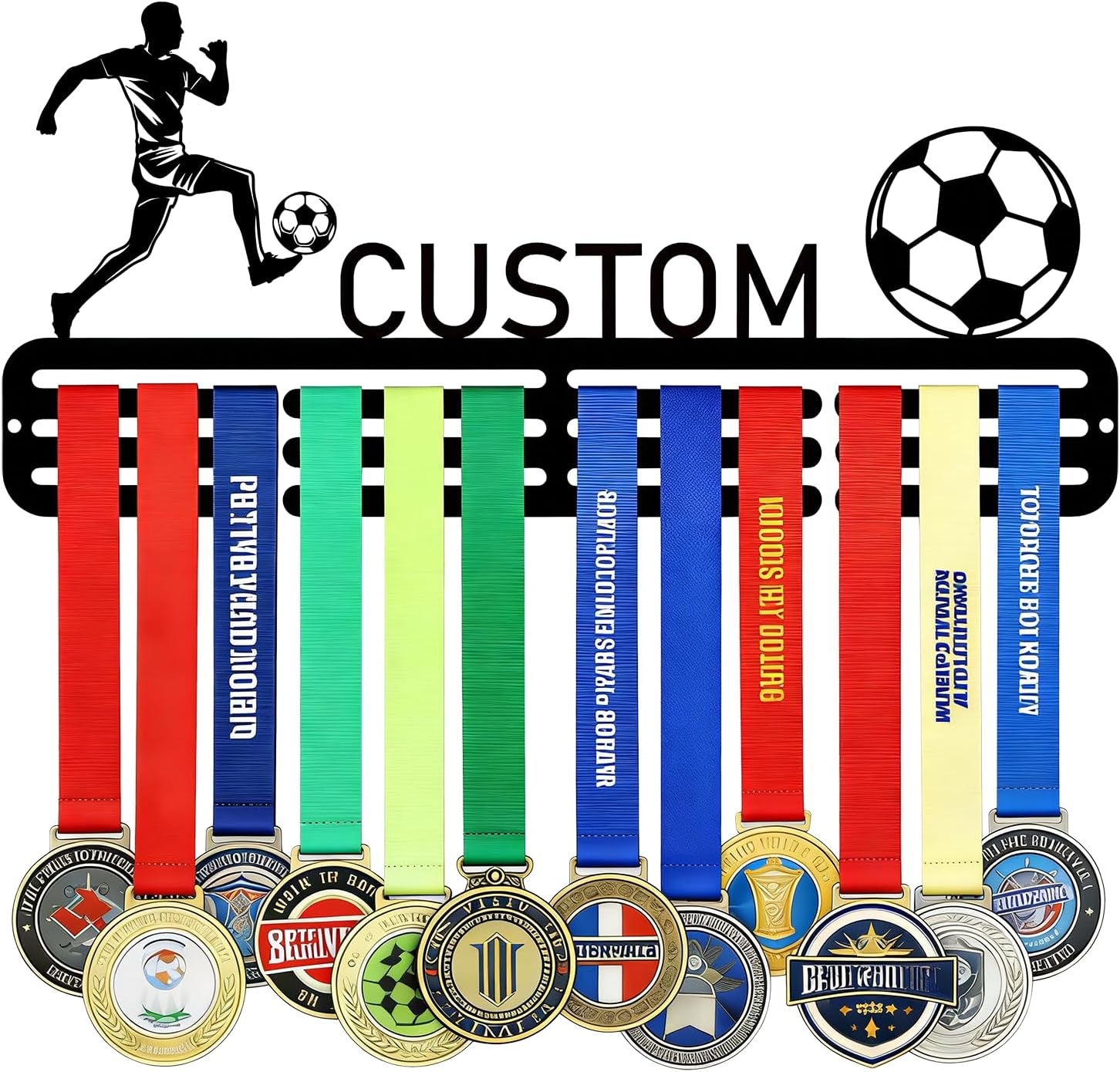 Custom Medal Holder Display Hanger - Personalized Wall Mount Metal Frame Medal Rack, Easy to Install for Gymnastics, Running, Soccer, Race, Swim, Basketball Sports Awards
