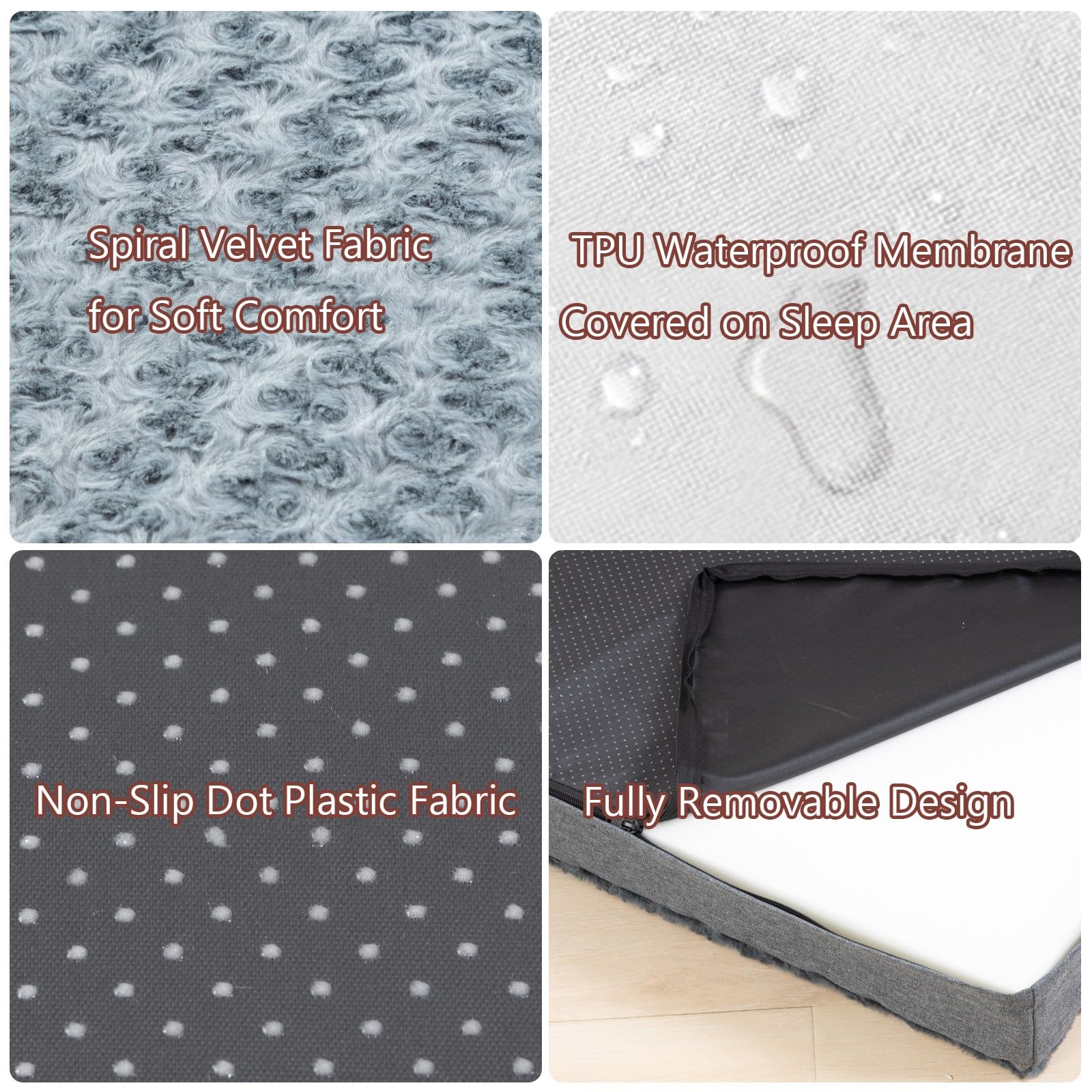 Generisch Hundebett Grosse Hunde Hundebett Flauschig Nachhaltiges Hundeplatz Hundekissen Waschbar Wasserdichtes Sofa FüR Katzen Und Hunde(Coffee,107x76x9cm)