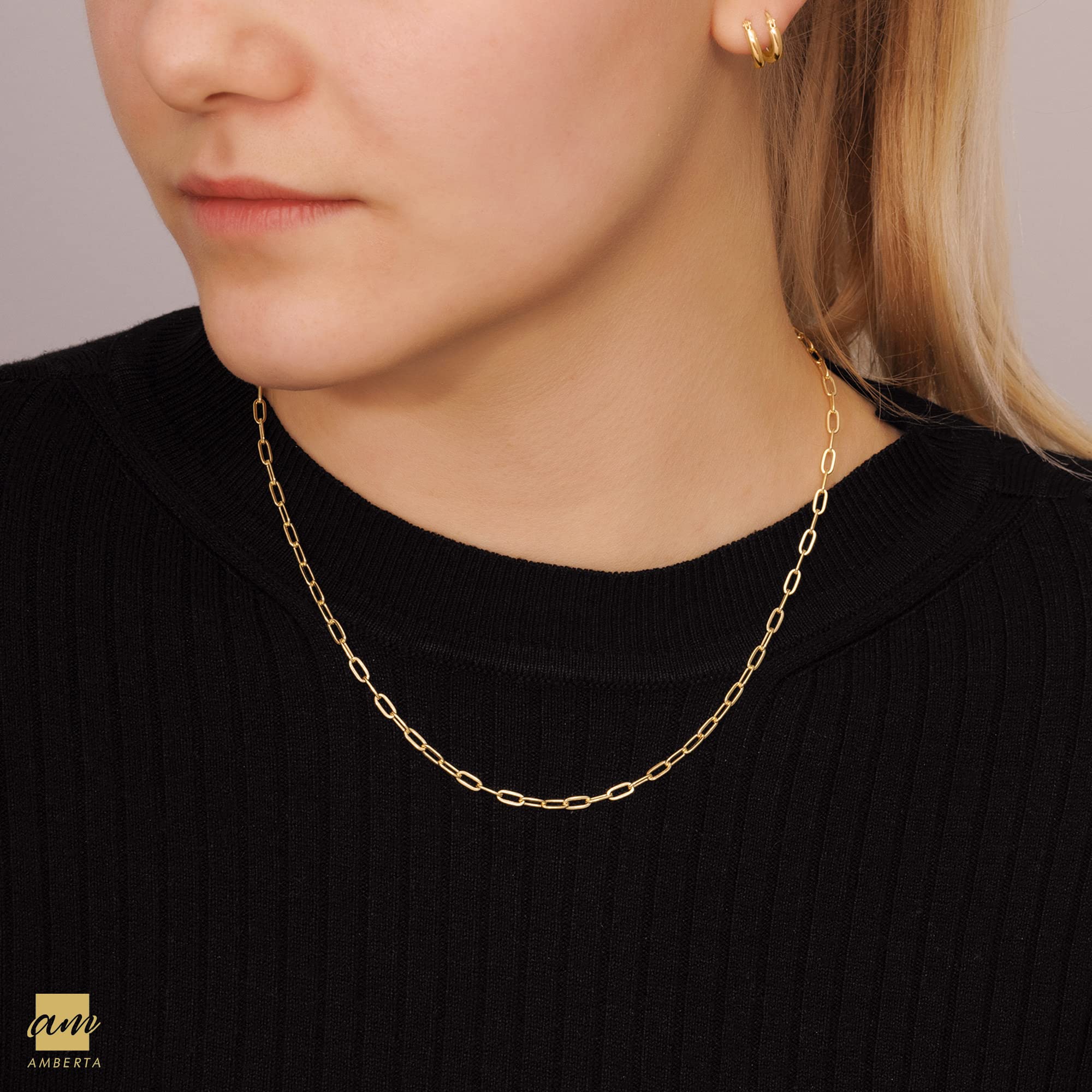Amberta Collier à Maillons en Trombone en 925 Argent Sterling pour Femmes