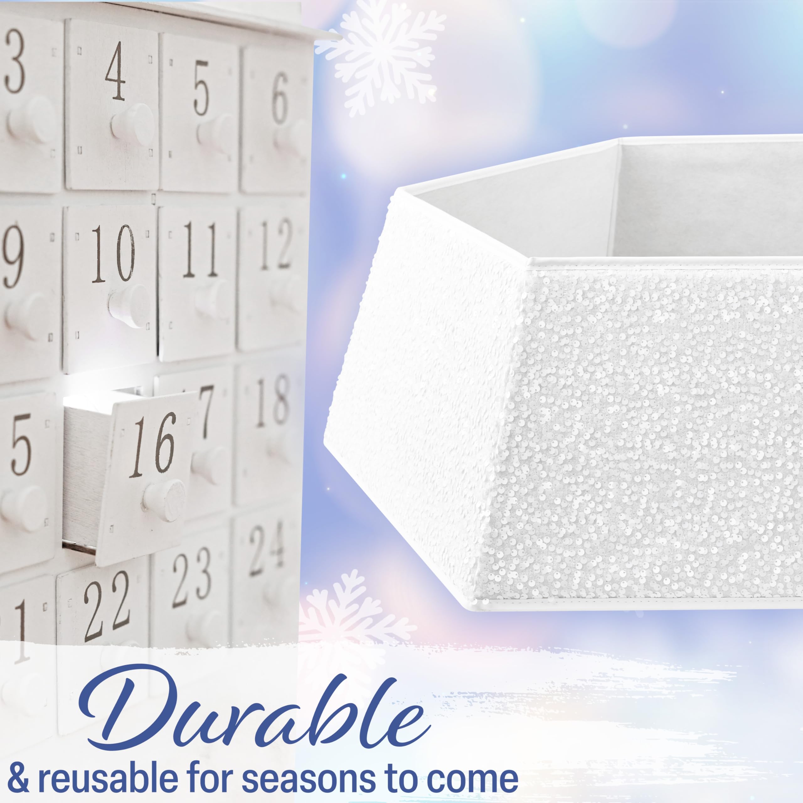 Jupe de Sapin de Noël à Paillettes 68x25 cm Blanc Paillette