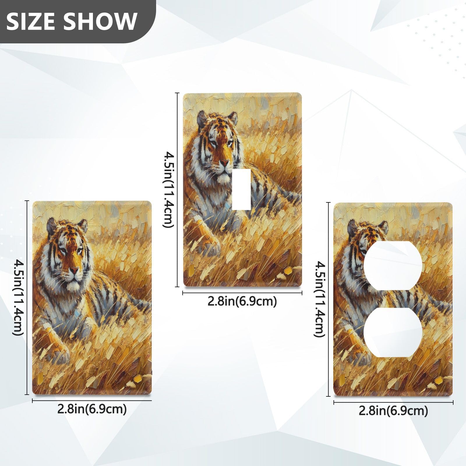 Tigers Golden Yellow Light Switch Cover Decorative Receptacle Outlet Wall Plate Guard Plastic Wall Outlet Cover for Farmhouse Home Decor Livingroom (Unused Outlet Cover)