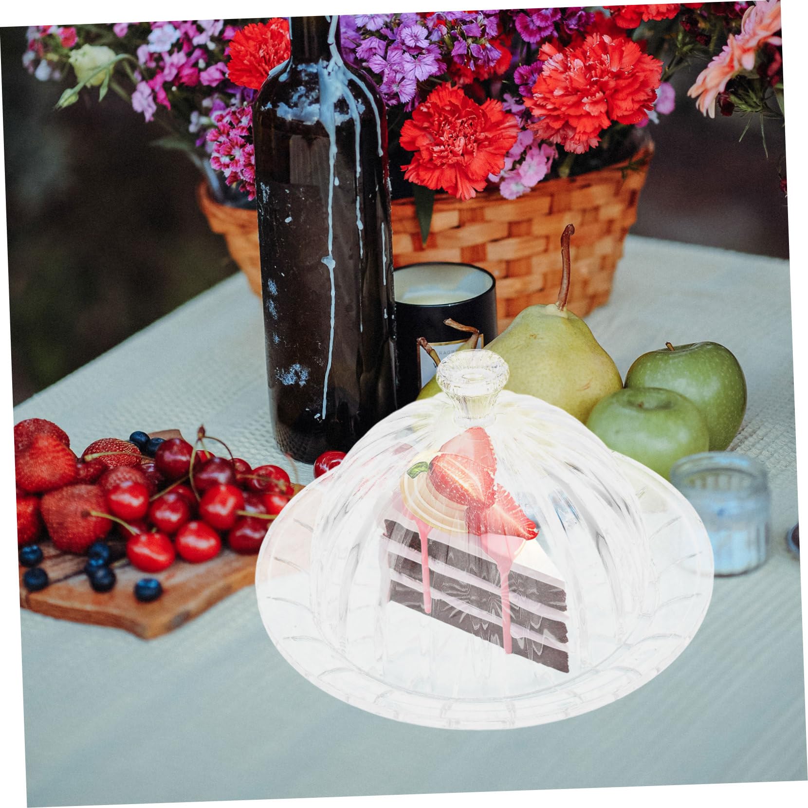 Mobestech Portatorte in Vetro con Coperchio Elegante per Dolci, Piatto da Dessert con Base Stabile e Design Raffinato, per Feste di Capodanno e Cene Formali