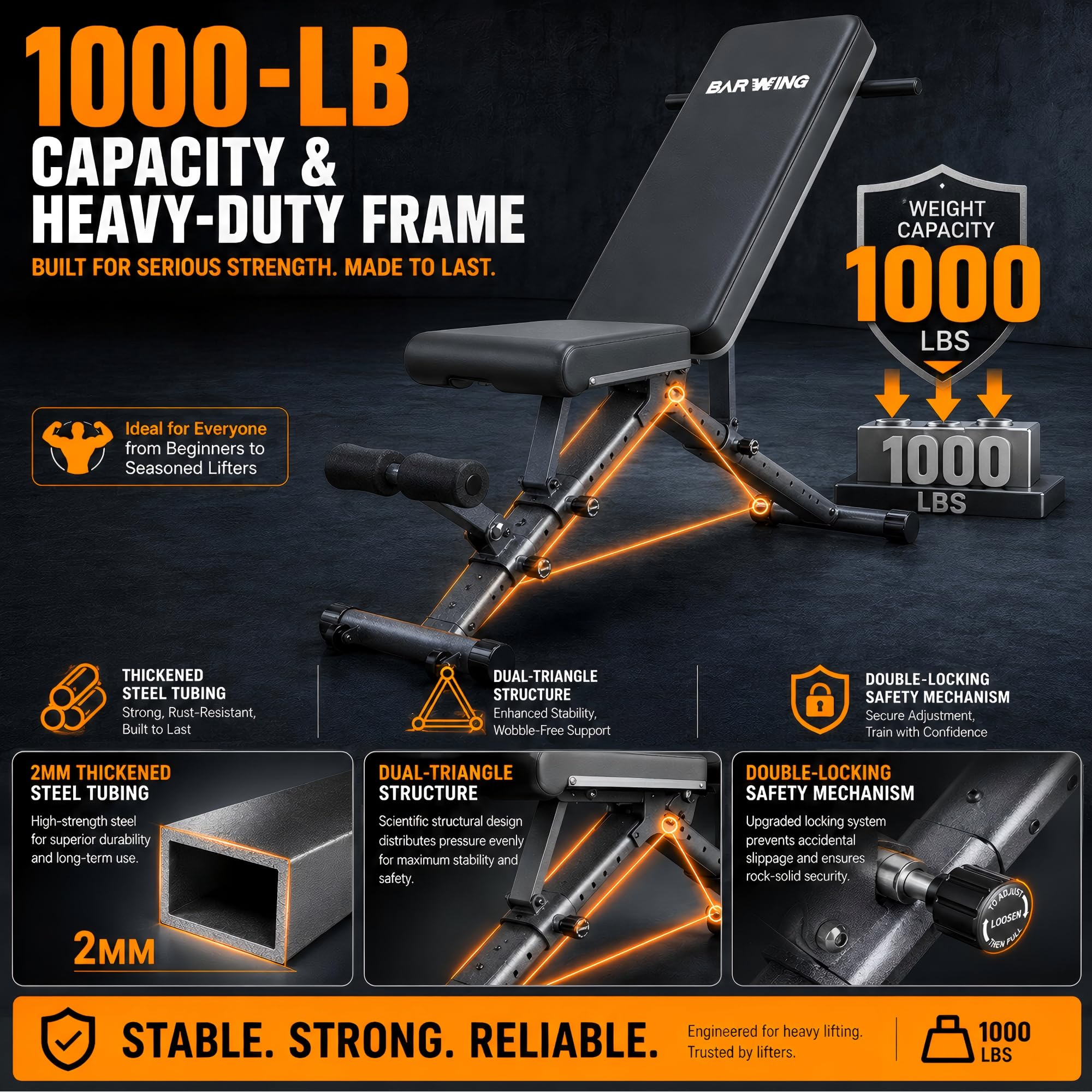 Amazon.com : BARWING Best Adjustable Weight Bench For Home Gym