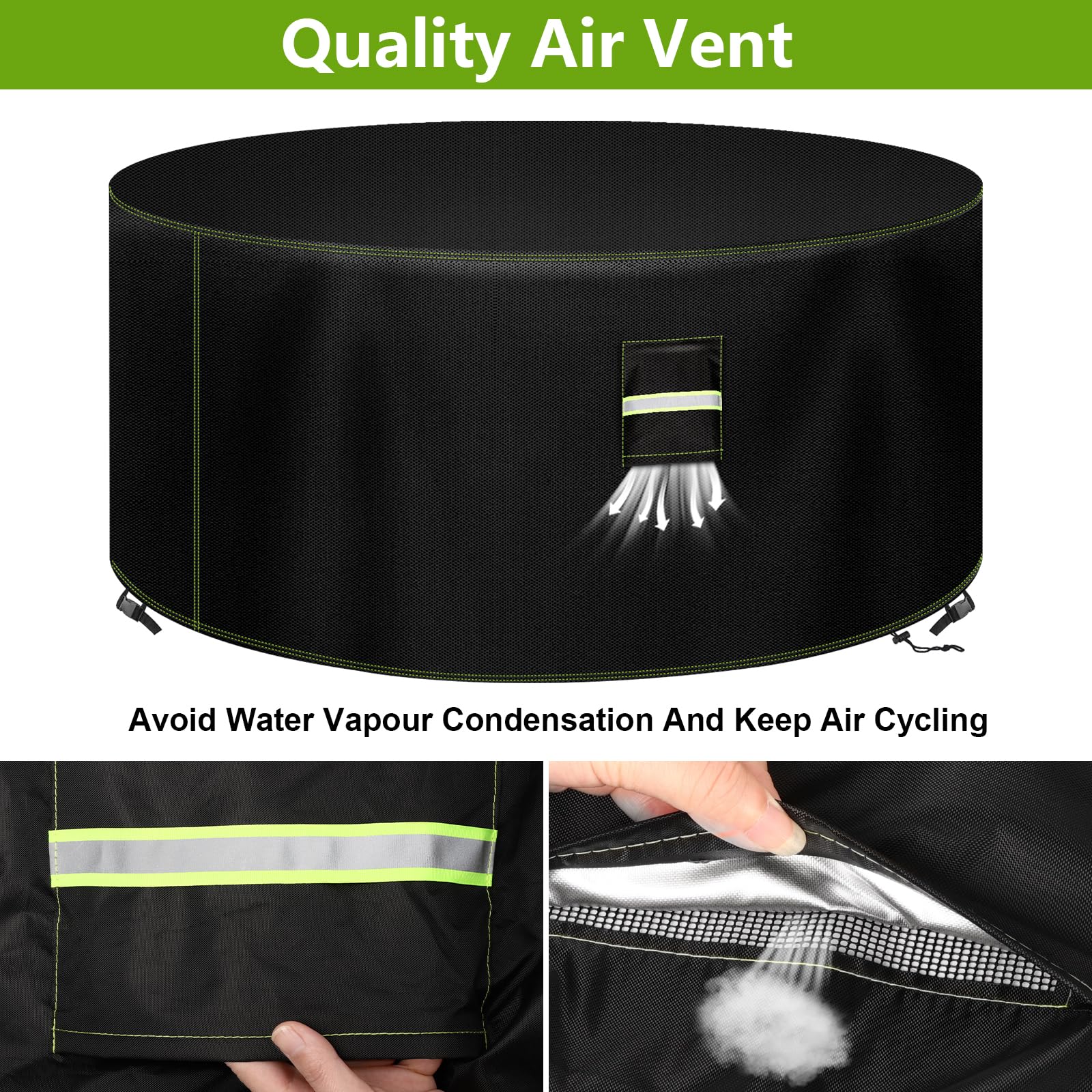 VDISRR Housse Table de Jardin, 600D Tissu Oxford Housses pour Mobilier Ø130 x 71 cm, Bâche Salon de Jardin avec Grilles D'aération, Imperméable, Coupe-Vent, Anti-UV Couverture de Protection Meubles