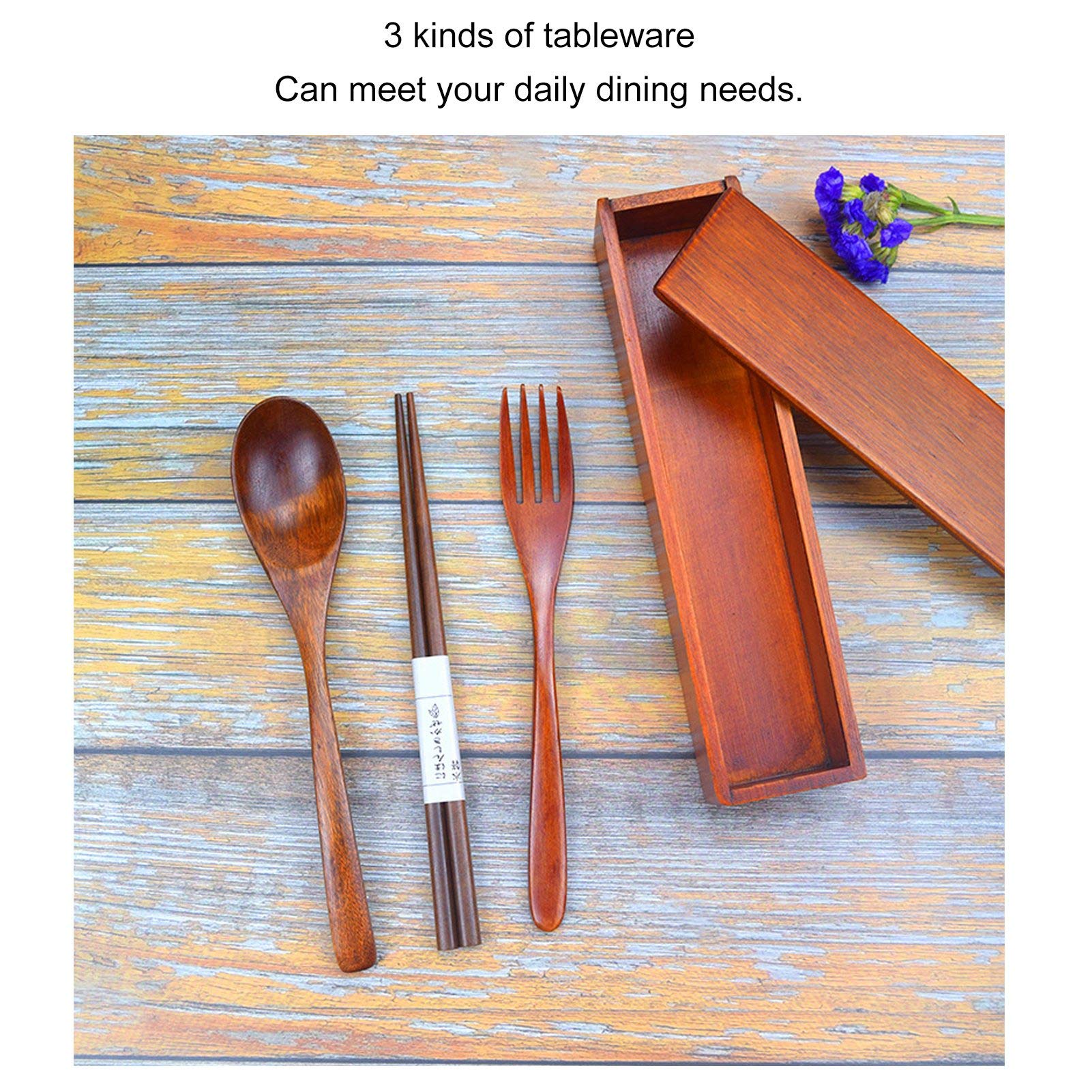 TOPINCN Bacchette Con Scatola Portatile | Set Da Viaggio In Legno Naturale | Contiene 1 Paio Di Bacchette E Custodia