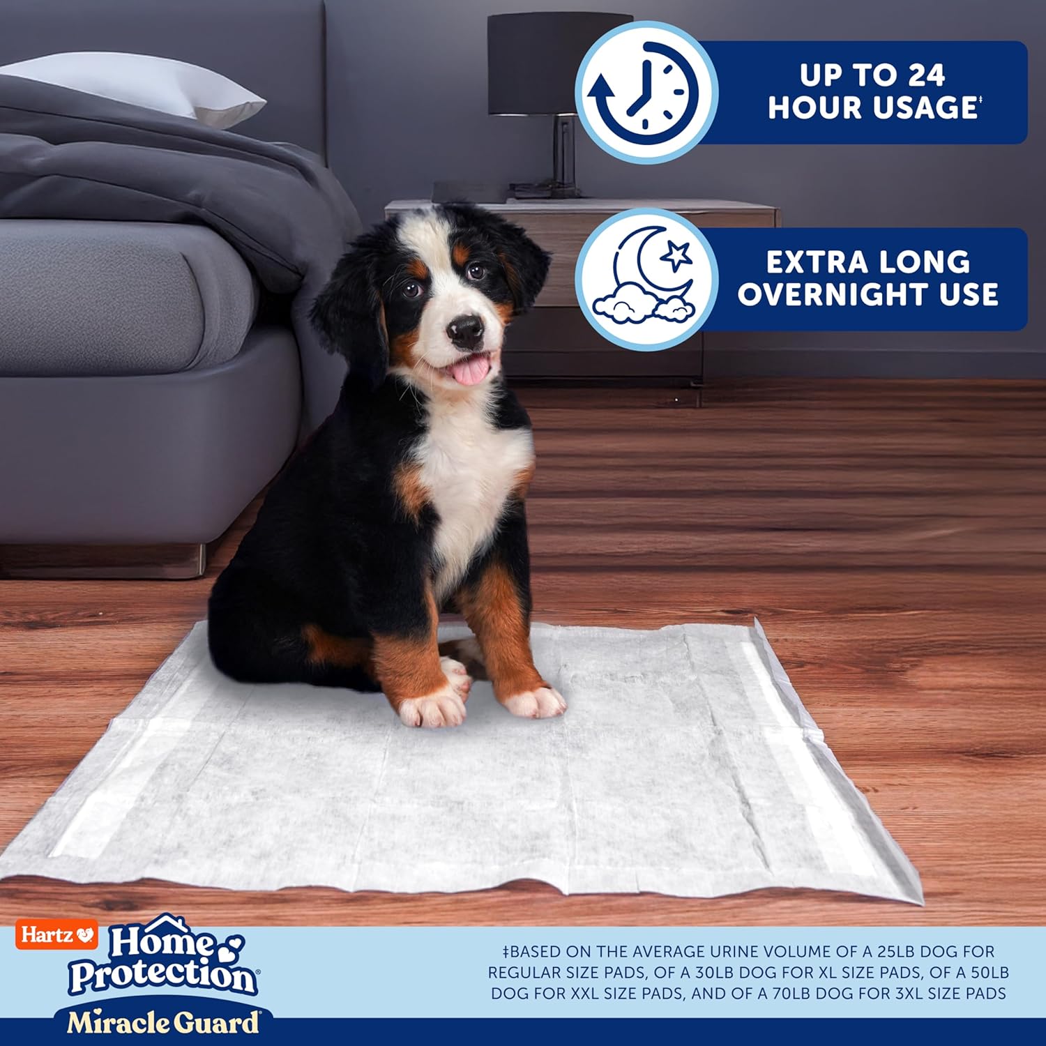 Hartz Miracle Guard Dog and Puppy Dog Pads Max Absorbency 24 Hour Use Odor Eliminating No Leaks, 3XL Size 20 Count