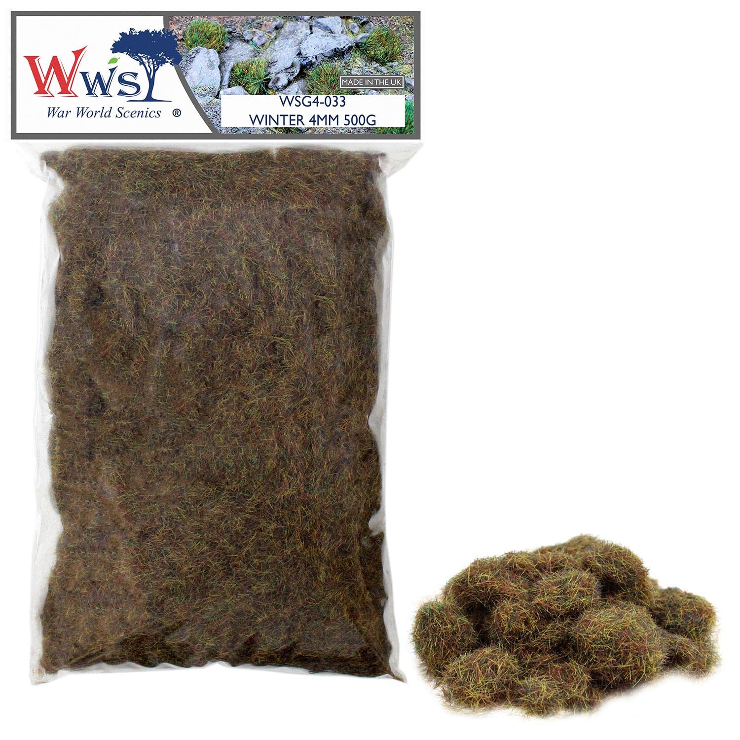 WWS War World Scenics WWScenics | 4mm Winter Statische Grasfasern | 500g | WSG4-033 | Streugras für Modellbahn und Modellbau