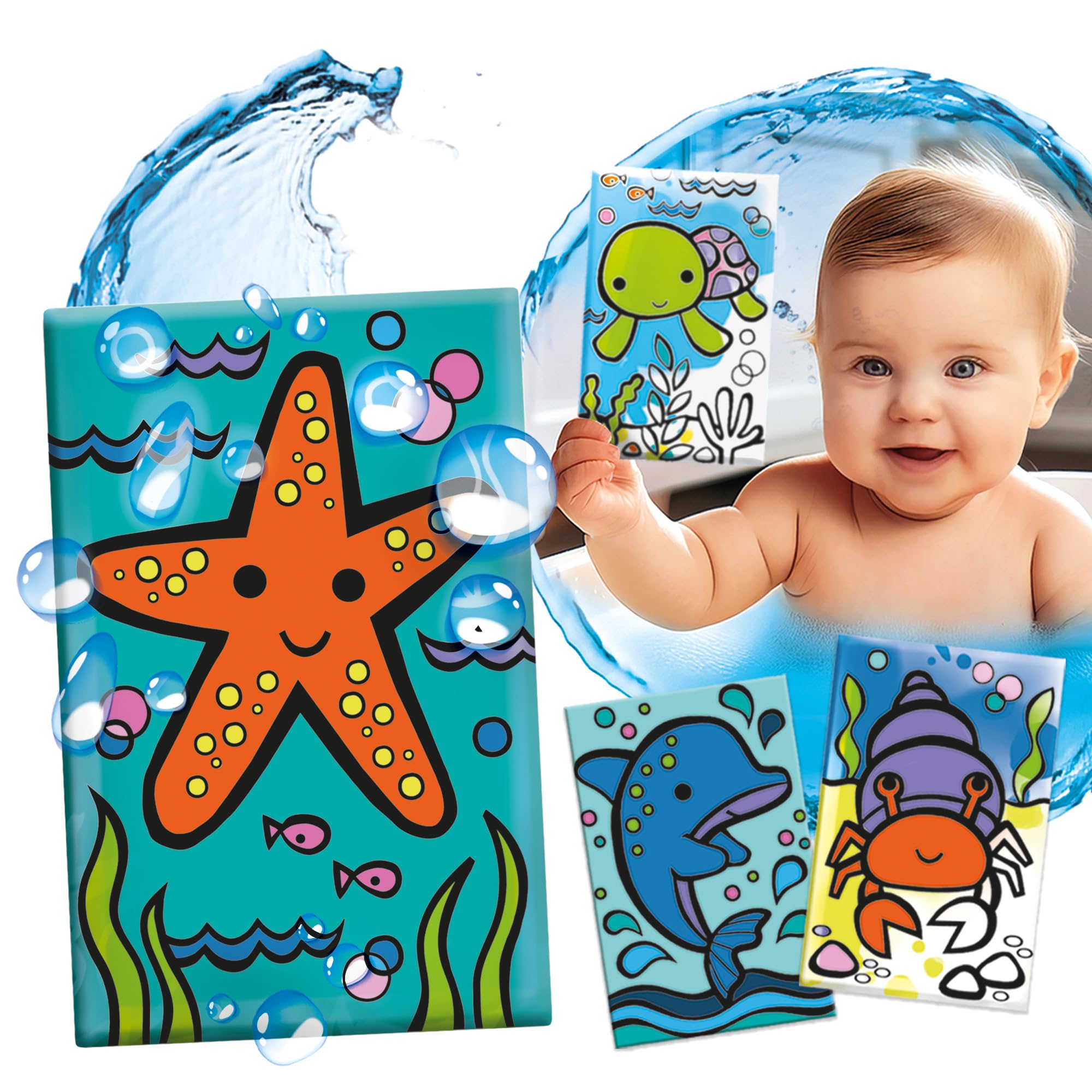 HEADU - Flashcards Baby Bath - Scopri La Magia Dei Colori Con L’Acqua | Carte Magiche per Bagnetto, Giochi Educativi Per Bambini 1-3 Anni, Cards Animali, Esperienza Sensoriale, Regalo Natale Pasqua