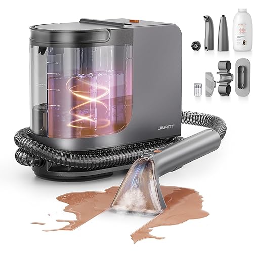 uwant Portable Carpet Cleaner with Steam& Heating System 18Kpa Powerful Suction Carpet Cleaner with 4 Cleaning Tools& Solution 2 in 1 Upholstery Cleaner Steam Cleaner for Pets, Car