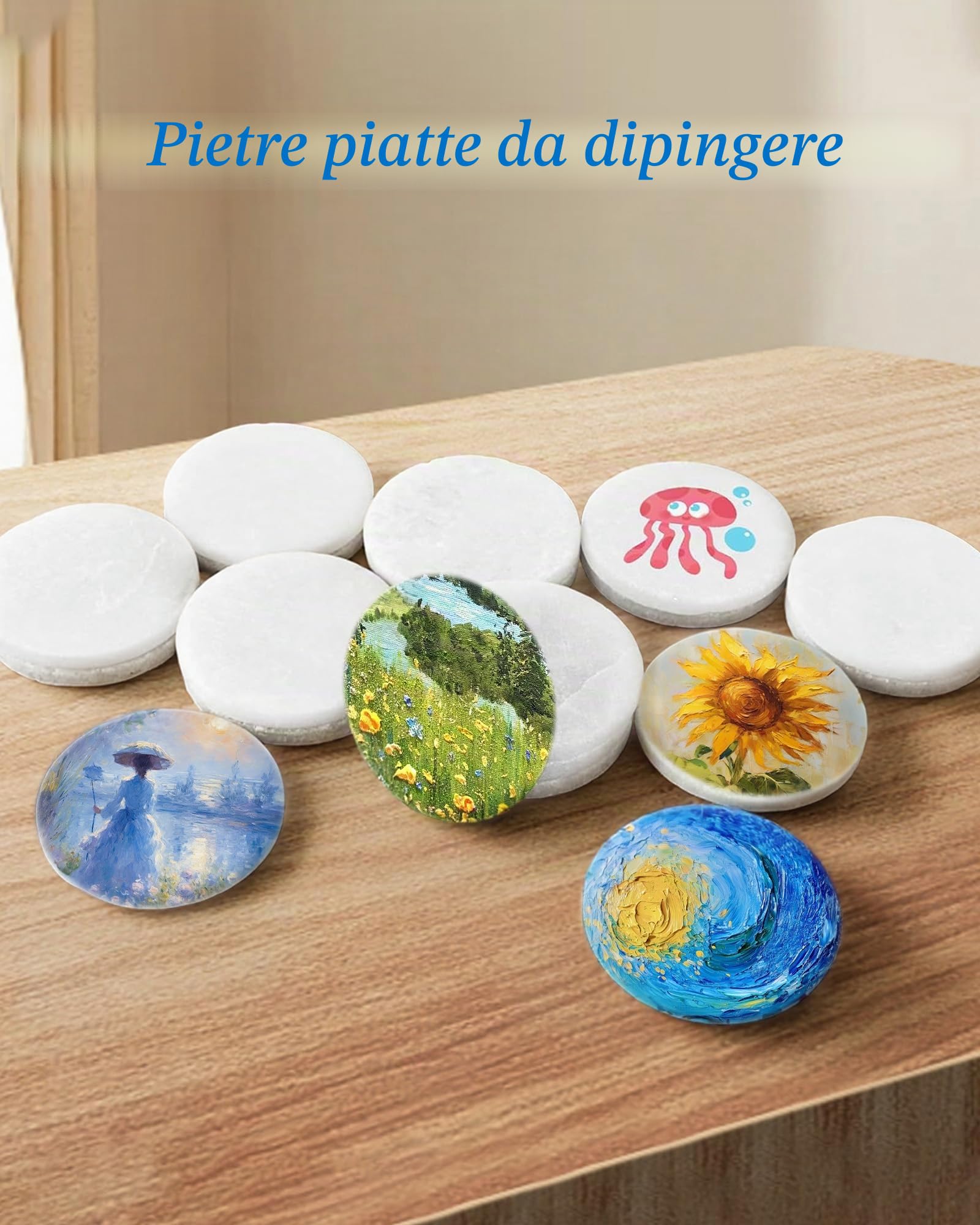 Sassi da Dipingere Piatti 50 Pezzi: Ciottoli Rotondi Bianchi da Pittura Pietre Bianche Piatte per Arti e Mestieri Pittura Decorazione Giardino Decorazione Acquario Diametro 5 cm