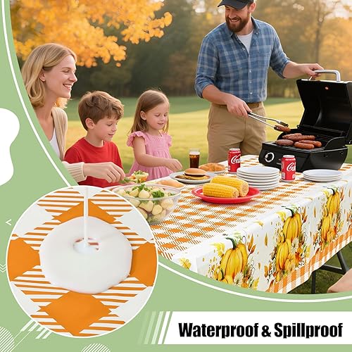Vista 169 de misaya Paquete de 4 manteles desechables de búfalo, mantel de plástico impermeable de 54 x 108 pulgadas, manteles rectangulares a cuadros caqui