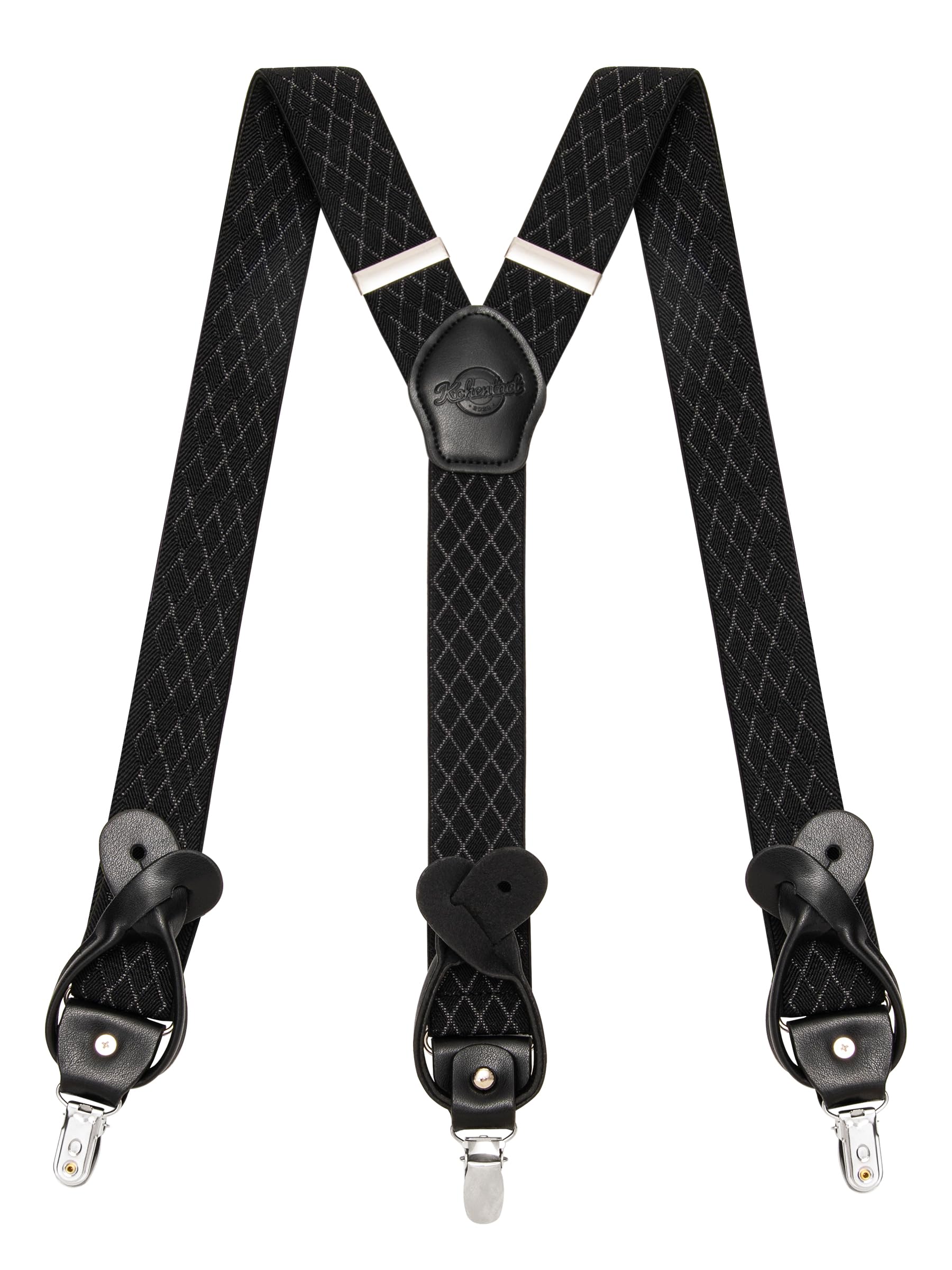 Suspenders for Men with Clip &amp; 6 Buttons 1.4in Y-Shape Stainless Steel