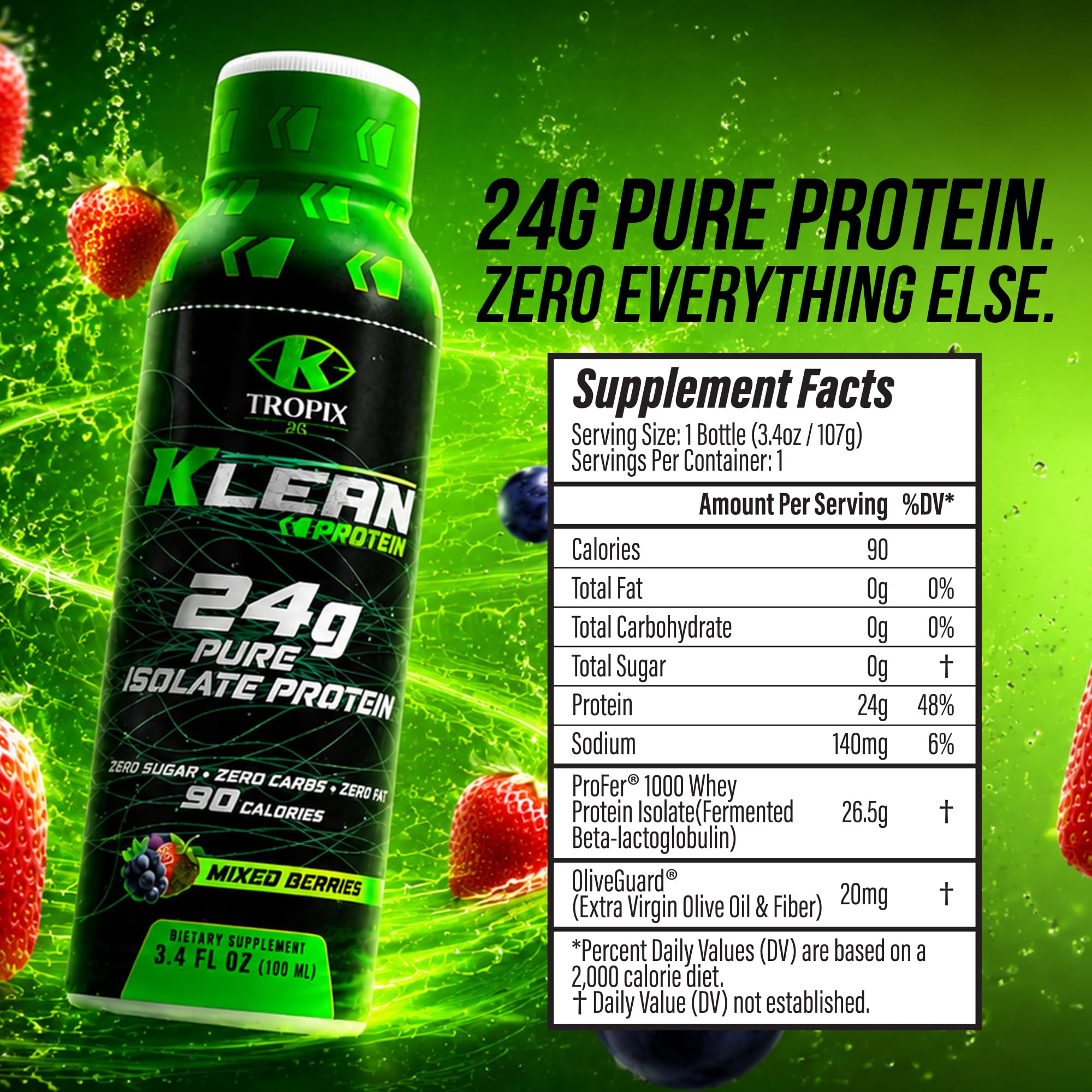 KTROPIX Klean Protein Shot, 24g Whey Isolate, Mixed Berry, Single Bottle — Amazon image 2