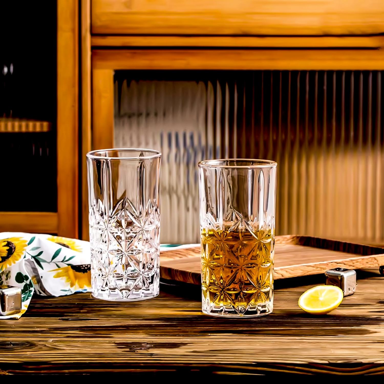 Highball Glasses - Water Glasses Set of 6-14 Ounce Collins Tall Beverage Cups Glassware for Drinks, Coctail, Water, Beer, Soda - Image 5