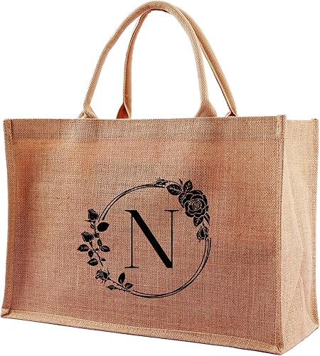 Vista 7 de A-Z - Bolsas grandes con iniciales con monograma para mujeres, regalos de agradecimiento para profesores, madres para el día de la madre