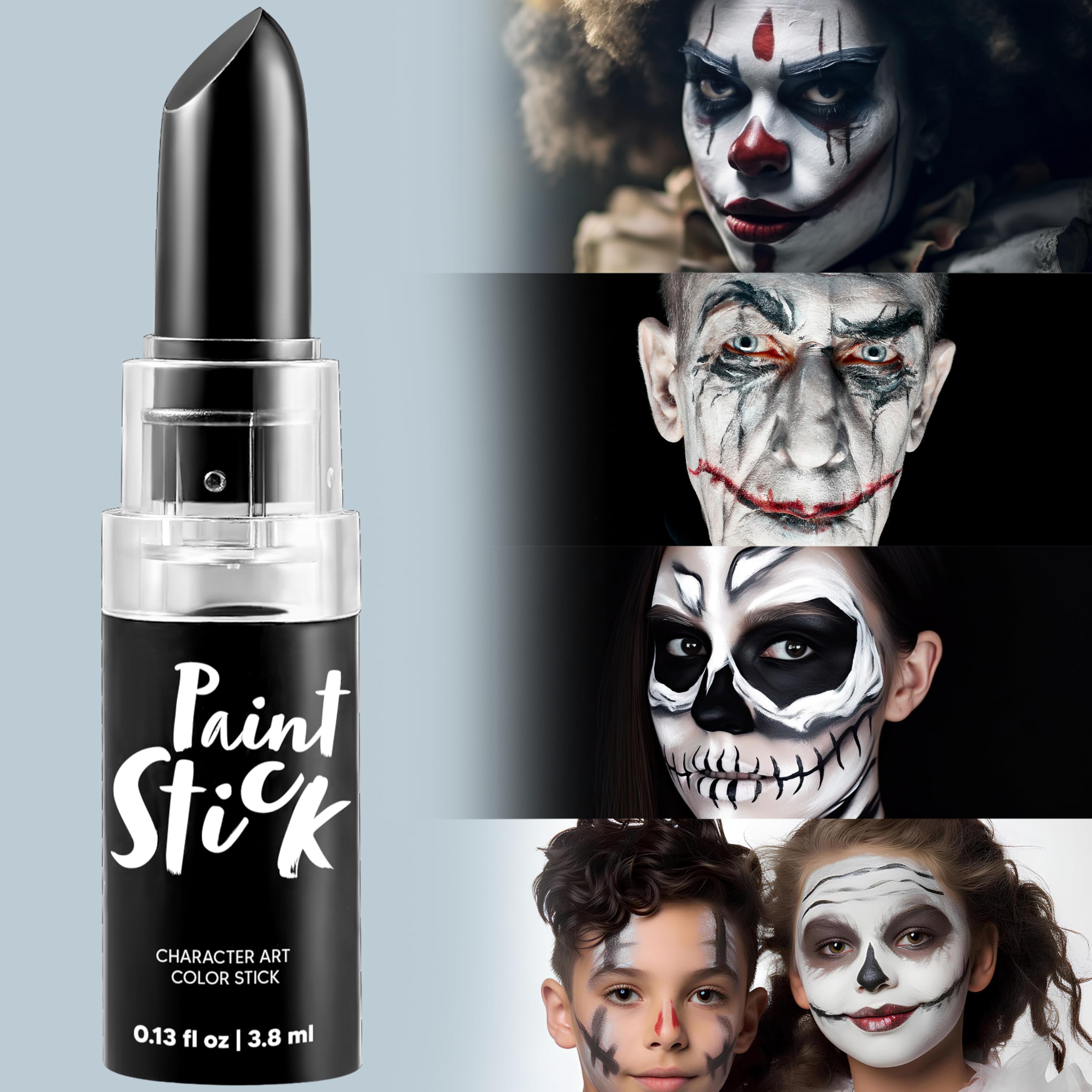 Pintura facial y corporal de Halloween, lápiz labial negro para adultos y niños, base de payaso SFX, maquillaje en crema para festivales deportivos o escenarios, maquillaje, 2
