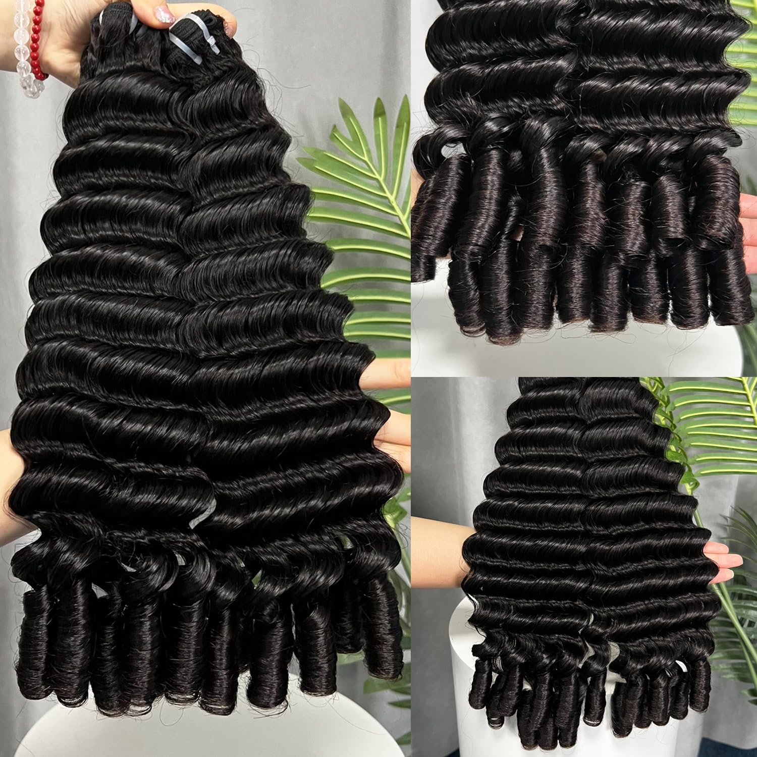 Lemoda 15A Virgin Human Hair Burmese Deep Wave Bundles 28 28 28 Inch Spiral Curly End Unprocessed Real Human Hair 3 Bundles Extensions Double Weft Hair Weave Bu