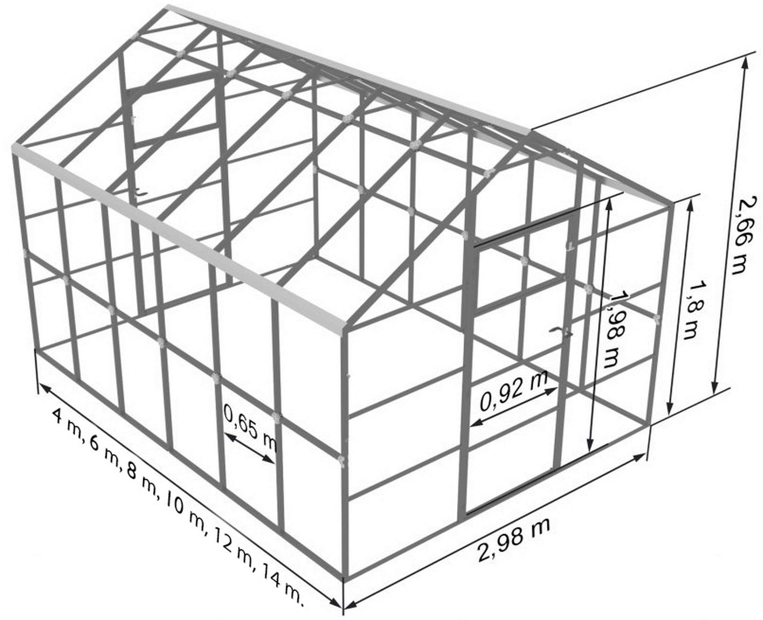 Invernadero de Jardín Tudor 3x4m Greenhouse 12m² con Policarbonato Transparente 4mm Marco de Acero Galvanizado Varios Modelos y Tamaños para Plantas y Cultivos