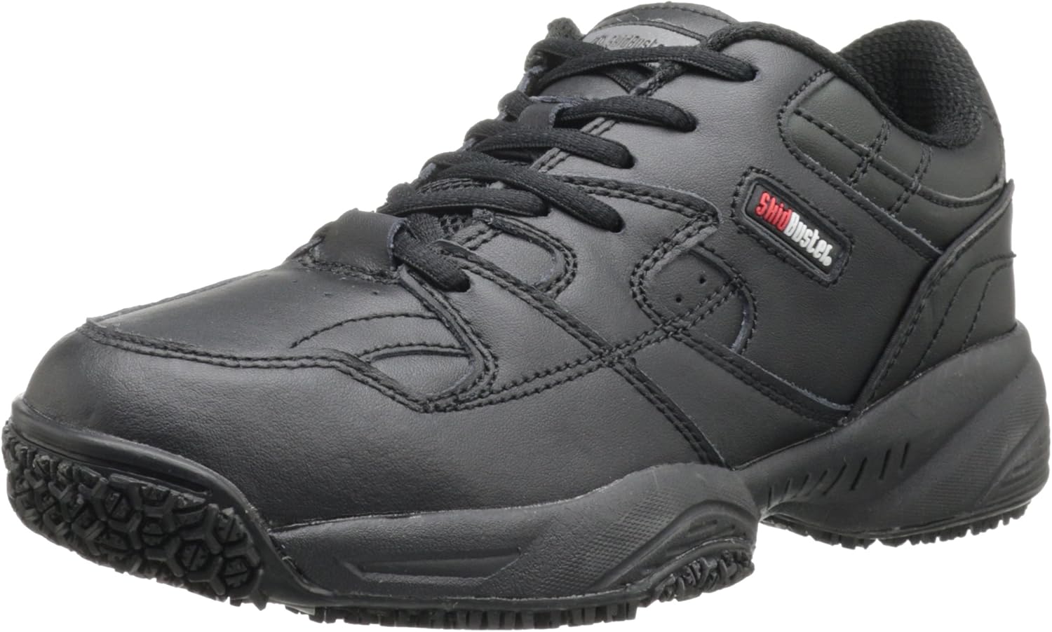 Skidbuster 5055 Women's Leather Comfort Slip Resistant Athletic Shoe,Black,5.5 W US