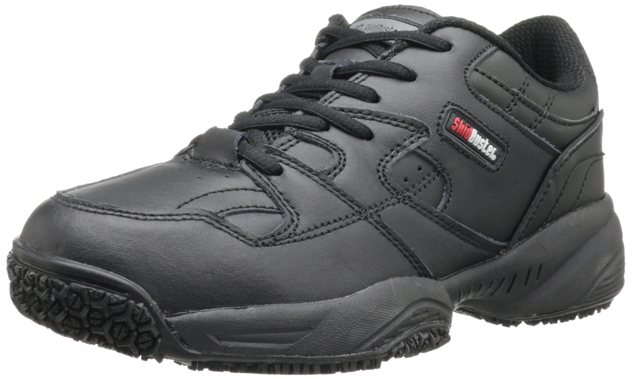 Skidbuster 5055 Women's Leather Comfort Slip Resistant Athletic Shoe,Black,9 W US