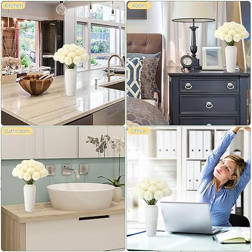 Miniatura 6 de 100 piezas de flores artificiales de crisantemo, bola de crisantemo artificial realista para bricolaje, ramos de boda, despedidas de soltera,