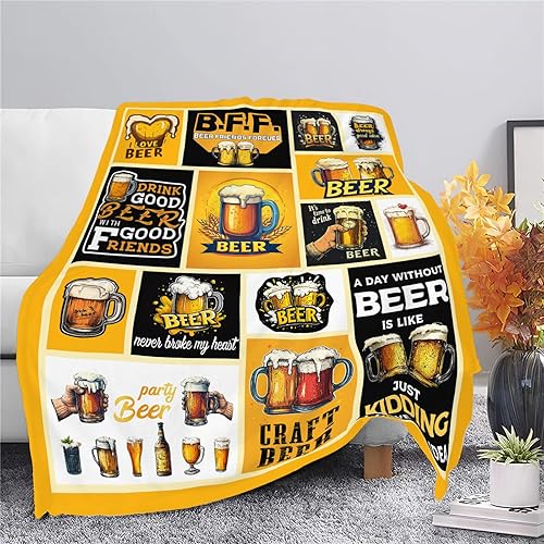 Miniatura 4 de Manta de cerveza, manta de bebida de cerveza, regalos para adultos, mujeres y hombres, súper suave y acogedora manta de felpa mullida mullida de