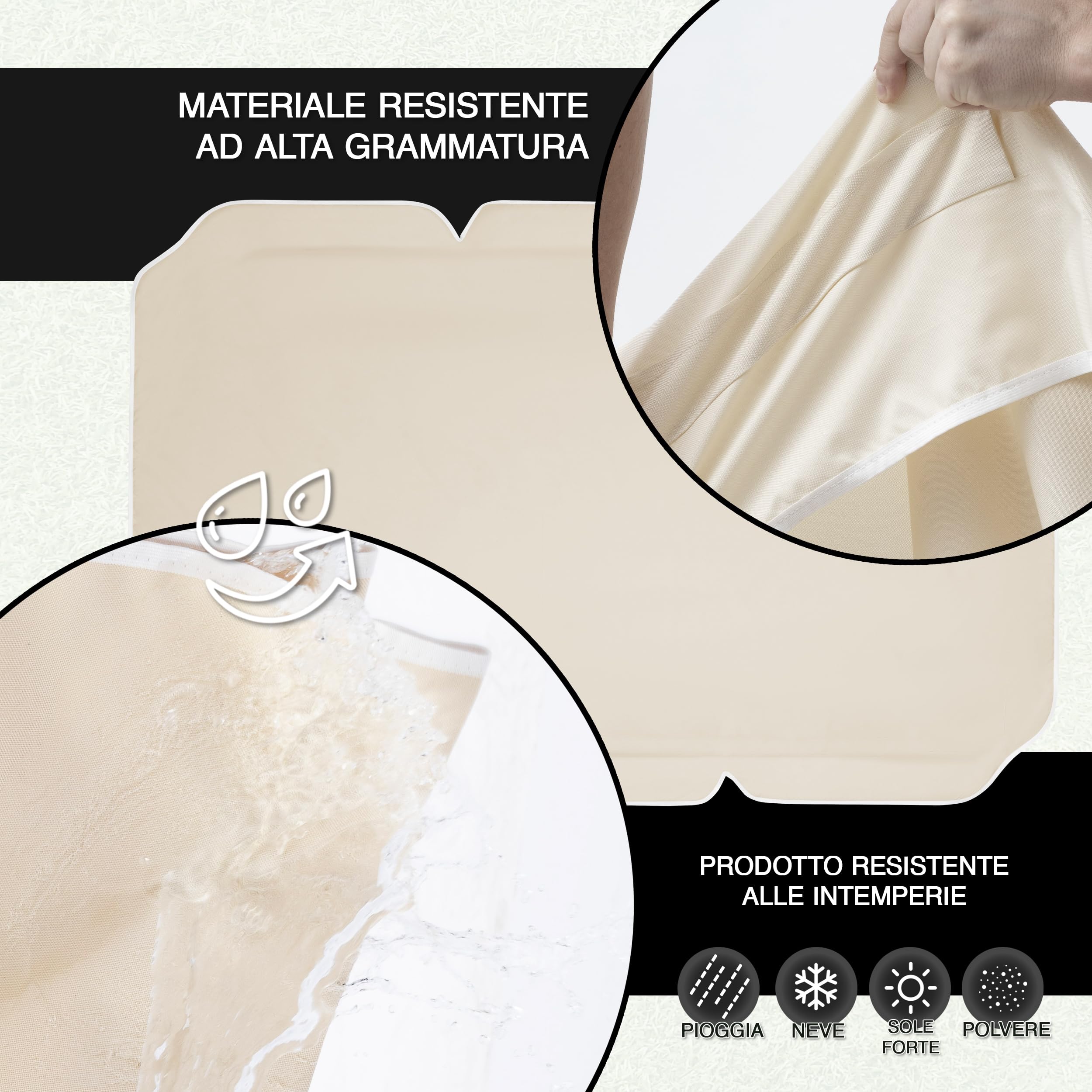 Tettuccio per Dondolo da Giardino 230 x 120 cm - Copertura Resistente al Sole e Pioggia - Colore Ecru