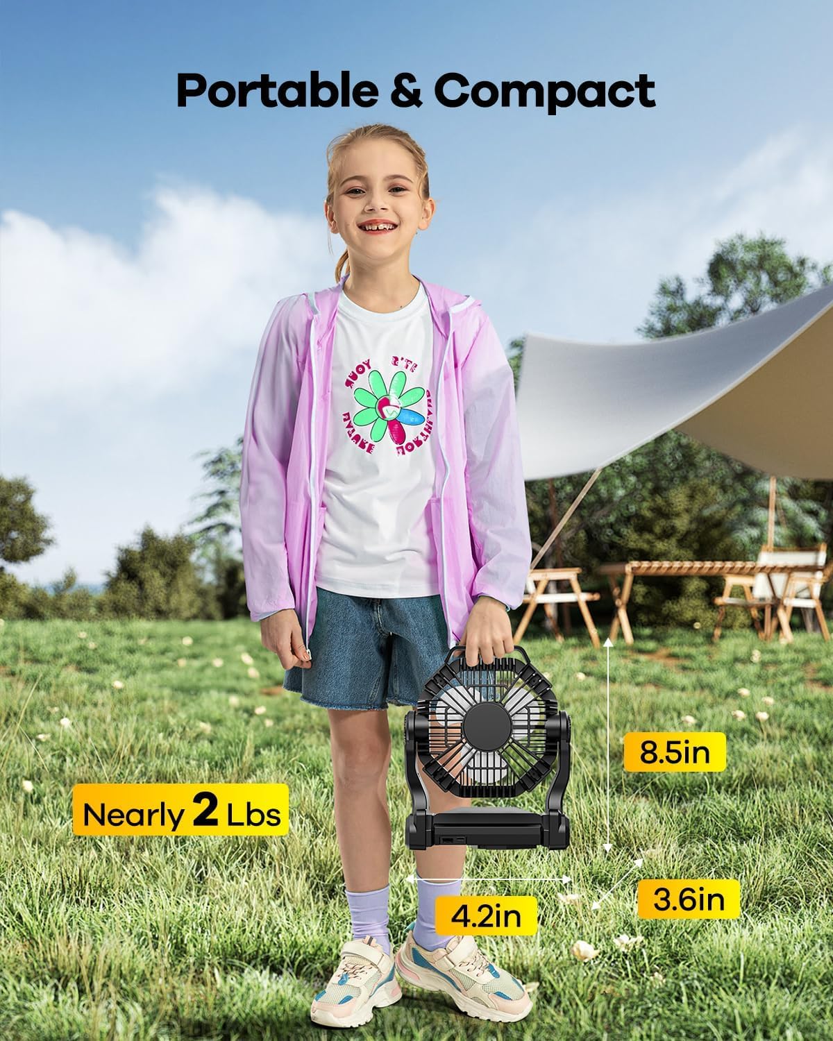 30000mAh Rechargeable Camping Fan with LED Lantern,Portable Battery Powered Outdoor Fan for Bedroom,Camping,Travel,Hiking,Beach,Office,Trave Accessories(Black)