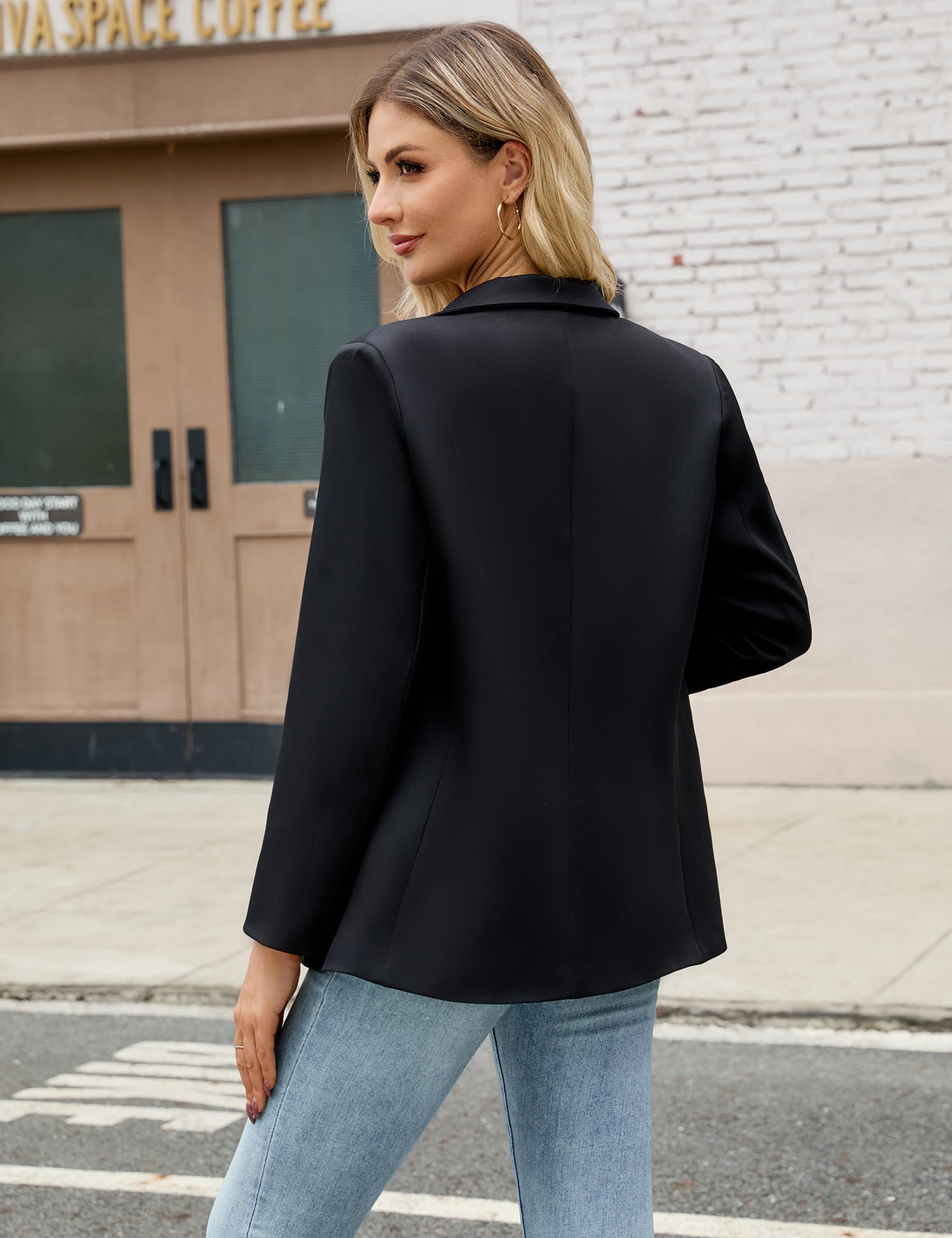 JTD Damen Blazer Business Casual Langarm Revers Open Front Anzugjacke Arbeit Büro Blazer mit Taschen