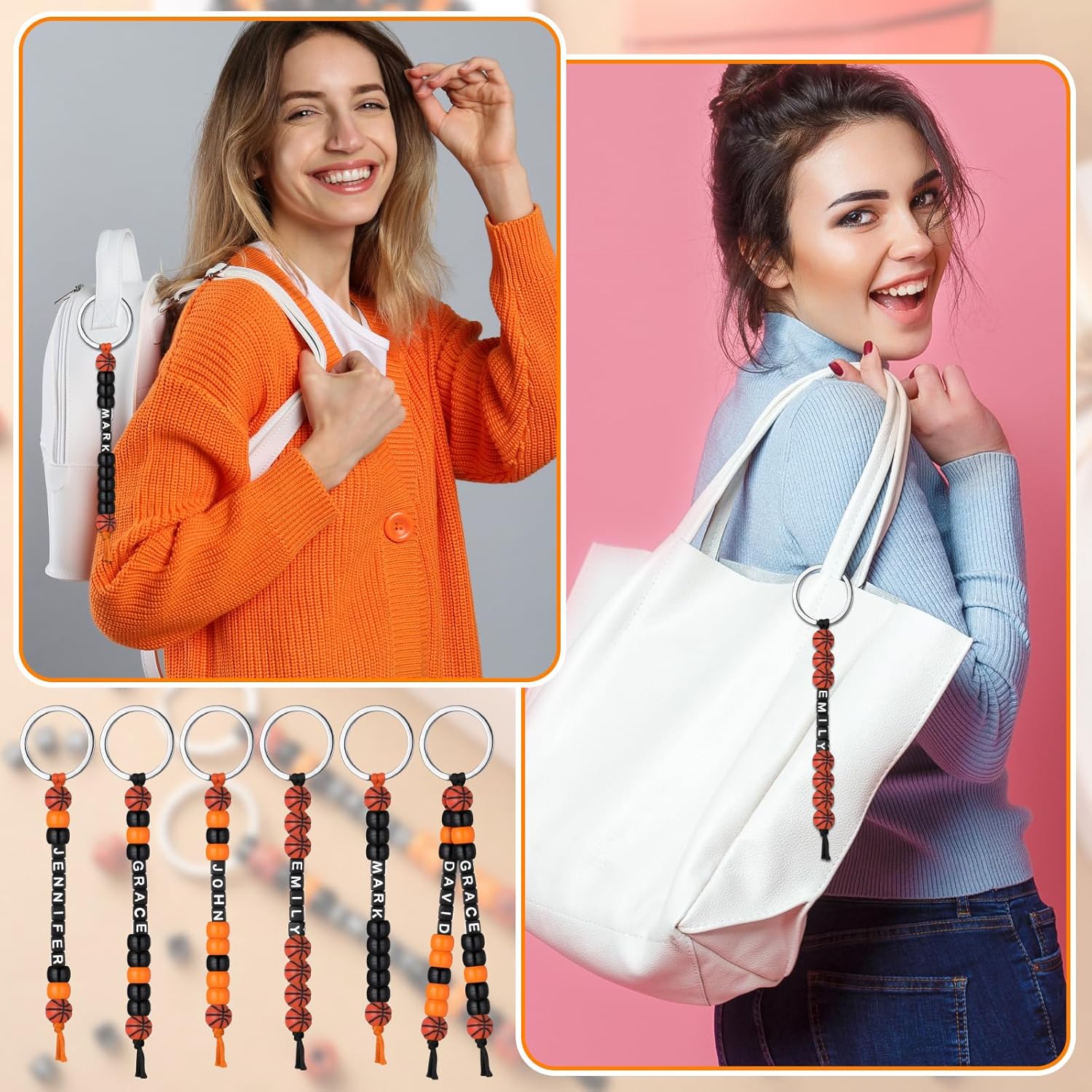 Landical 564 Pcs Basketball Keychain Making Kit DIY Basketball Bead Key Chain Set Craft Adjustable Sport Letter Bead Sport Theme Party Favor Gift Accessory Holiday Decoration for Adult(Vintage Color) - Image 4