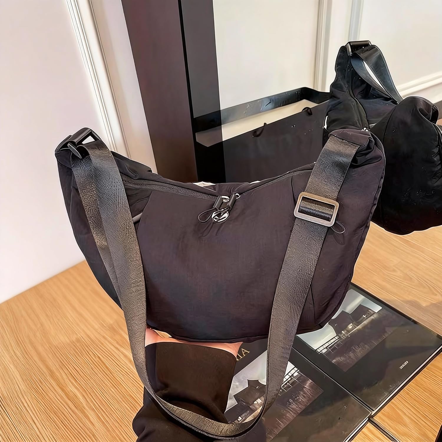 Haneulbit White Waterproof Crossbody Bag, Adjustable Shoulder Bag, Large Capacity - Image 8