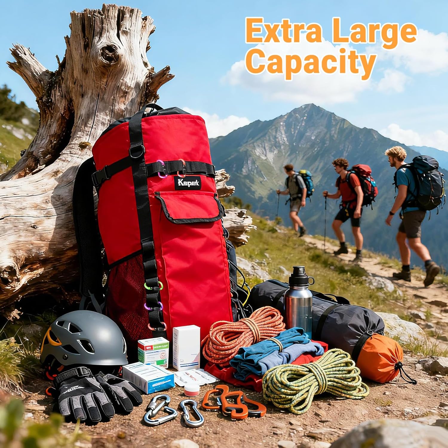 Rock Climbing Rope Storage Bag - Large Capacity Tree Rope Storage Backpack, Waterproof Oxford Outdoor Climbing Rope Bag With Adjustable Shoulder Straps - Red