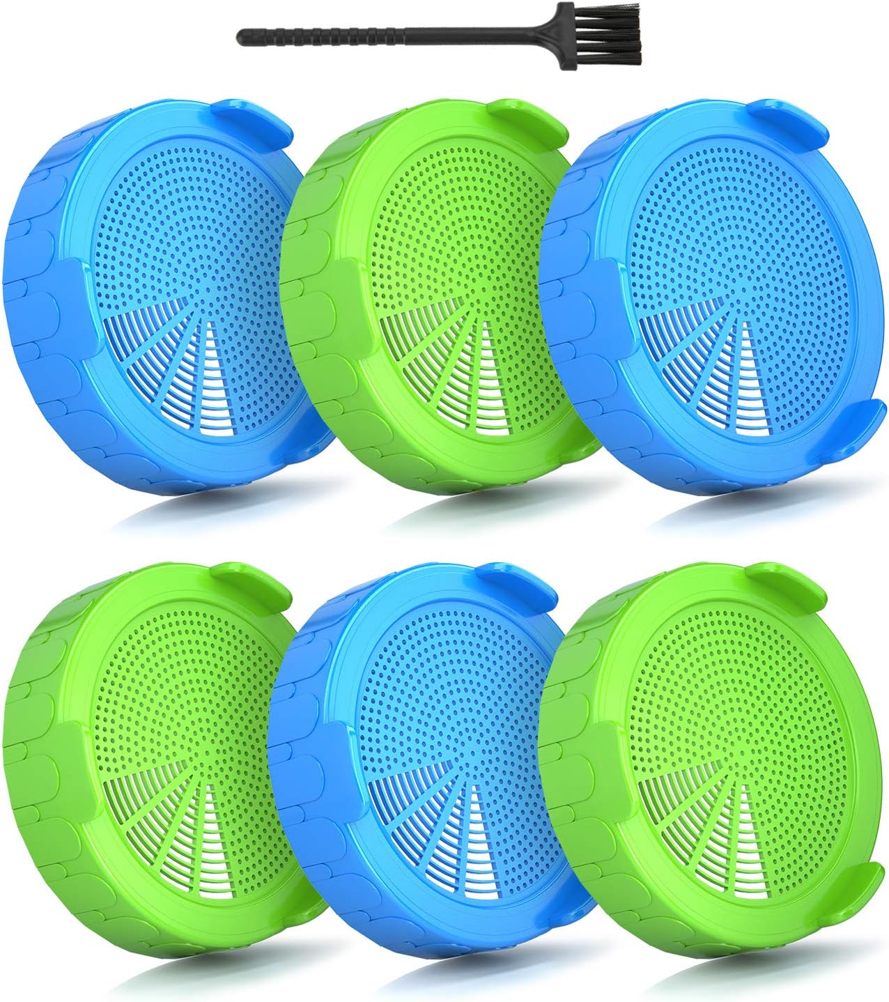 LEEFE 6 Pack Plastic Mason Sprouting Lids with Cleaning Brush, Easy Rinse and Drain Sprouting Kit for Wide Mouth Mason Jars, Sprouting kit for Growing Broccoli, Alfalfa, Mung Beans, Salad Sprouts