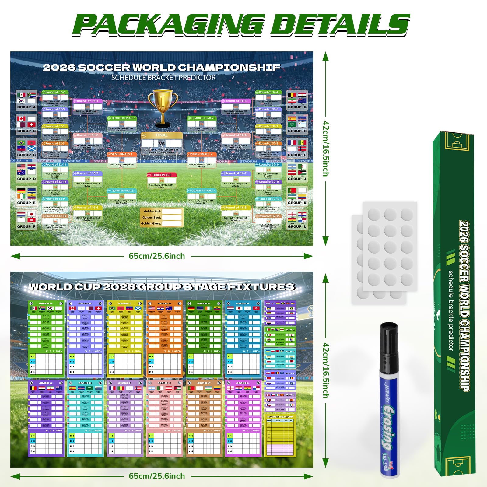 World Cup Schedule Poster 2026 World Soccer Game Wall Chart Poster No Crease World Cup Soccer Calendar Football Tournament Schedule Home Bar Party Decorations - 4