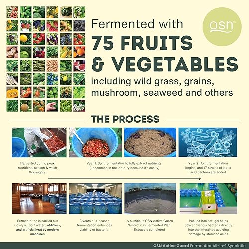 Miniatura 5 de OSN Active Guard Synbiotic 3 años probiótico fermentado japonés formulado para mujeres y hombres 75 tipos de probióticos, prebióticos, postbióticos