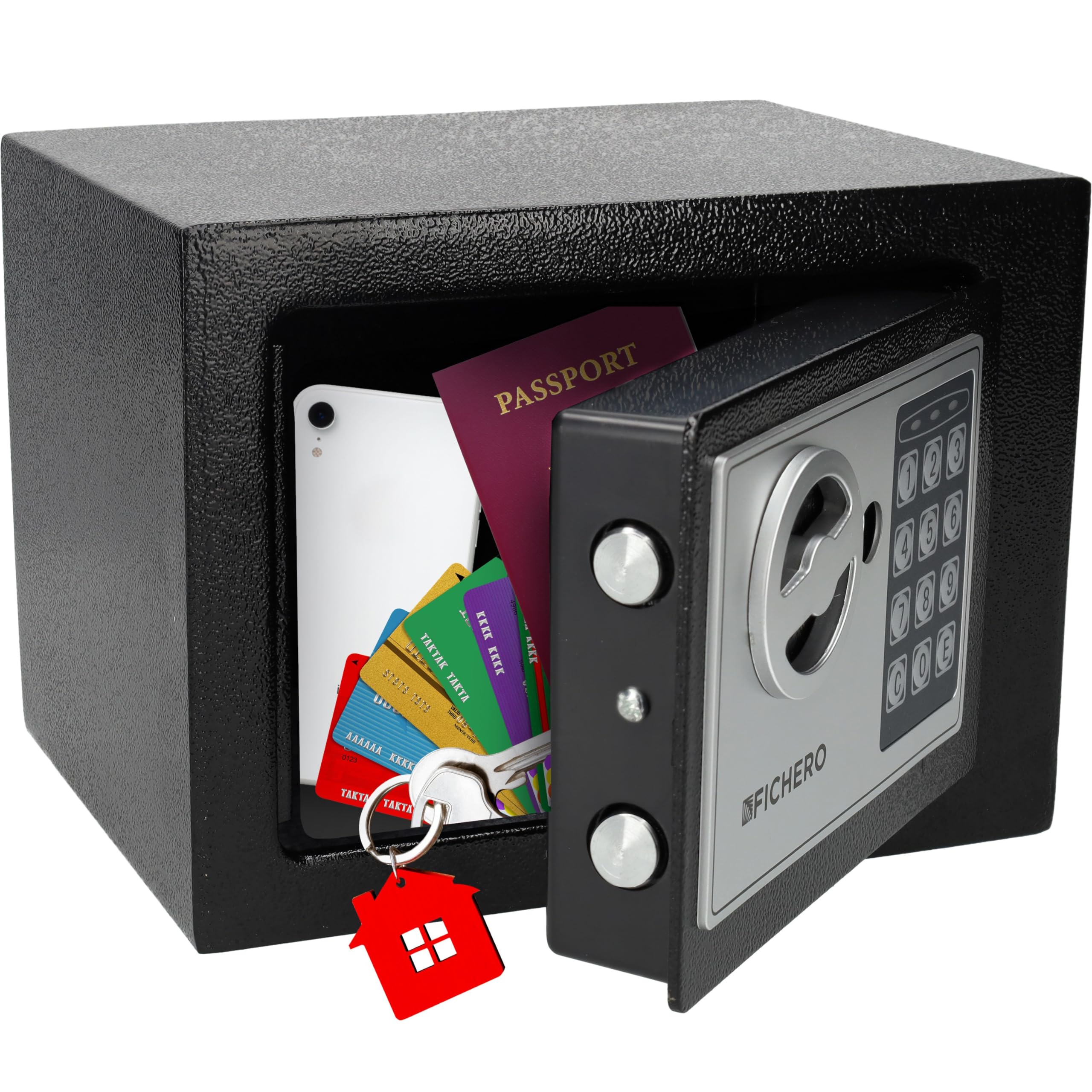 Silvergear® Elektroniczny Sejf Domowy | Na Klucze i Hasła | 23x17x17cm | Cyfrowy, Podłogowy, Ścienny | Mini Meblowy Ognioodporny