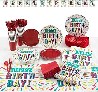 Birthday Burst Party Tableware Kit for 24 Guests