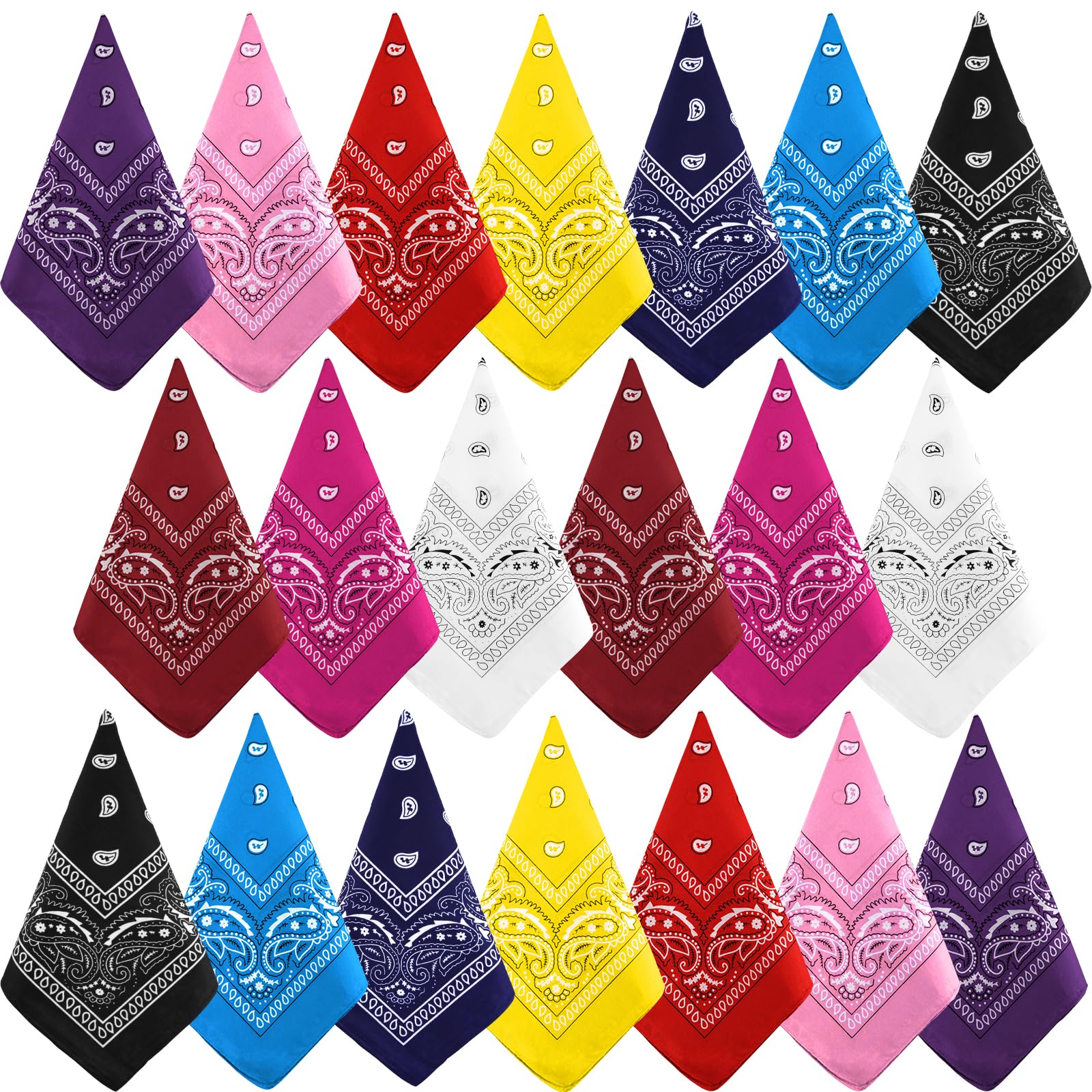 NACHLYNN 10/20pcs Paisley Bandanas Assorted Bandanas Cowboy Polyester Headbands Square Scarf Headwear