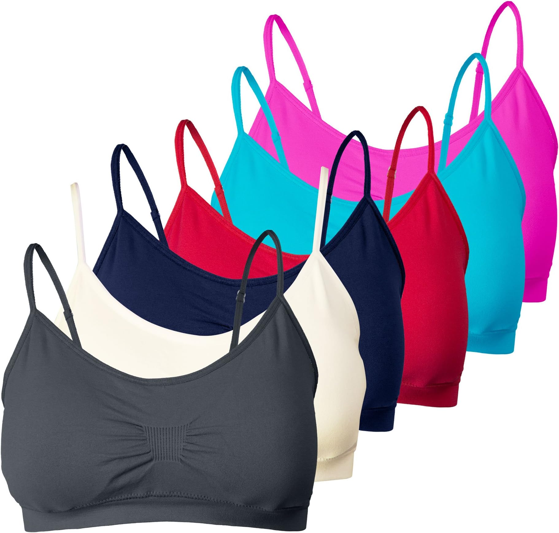 Red Bene Women's Seamless Padded Wirefree Comfort Bra Bralette, Small 6 Pack Assorted-A