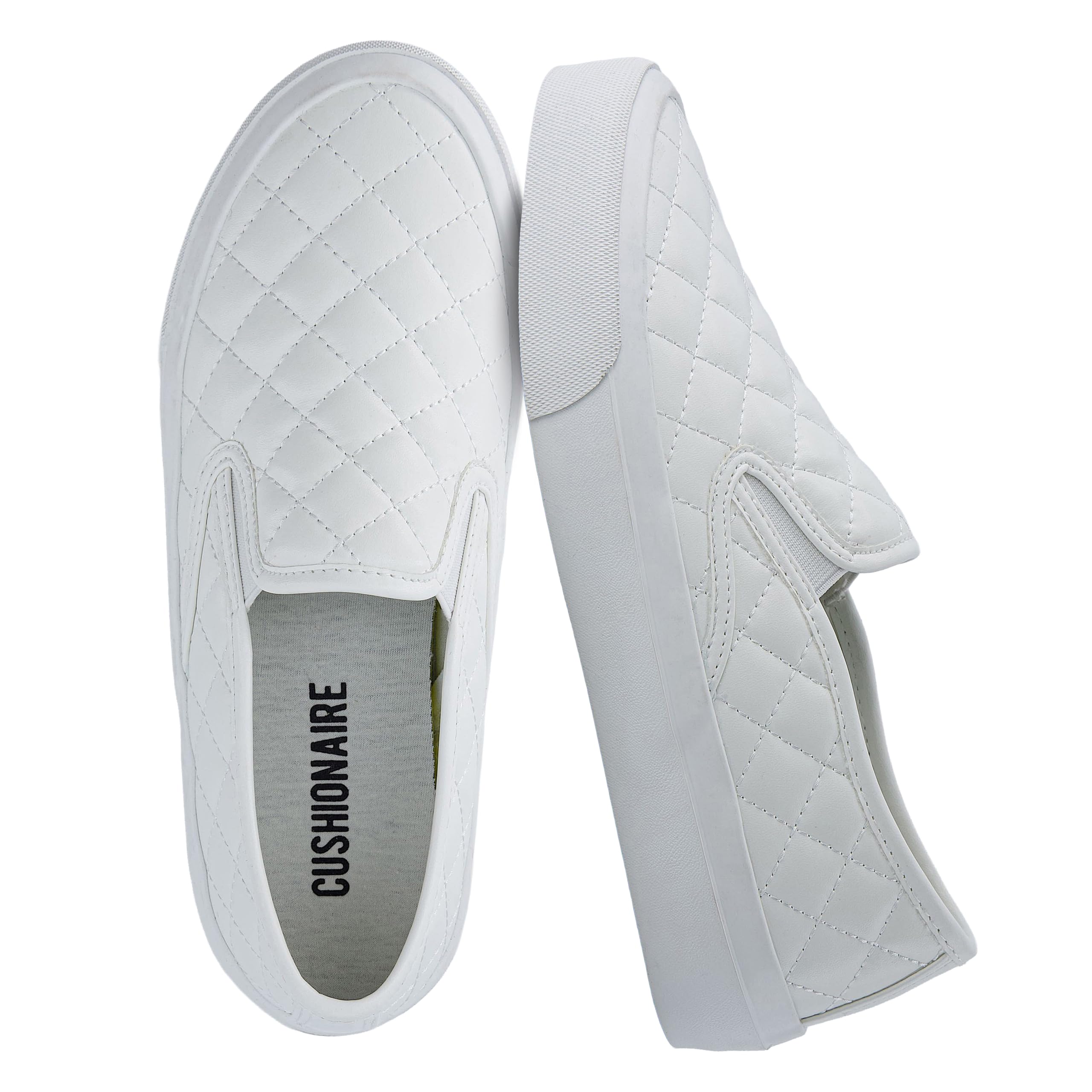 CUSHIONAIRE Faze - Tenis acolchados para mujer, de piel sintética, con plantilla de espuma viscoelástica y suela de goma