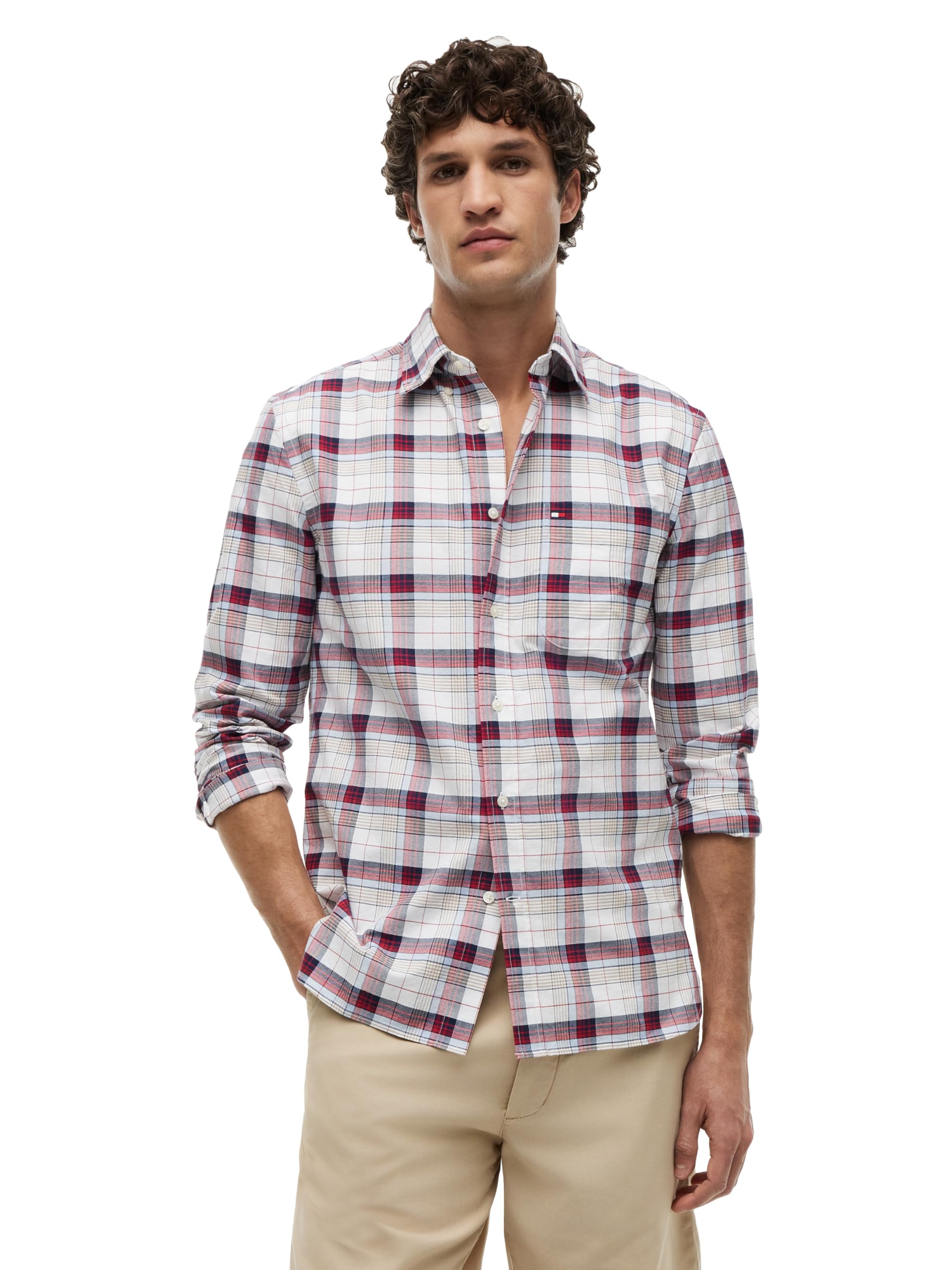 Tommy Hilfiger Men's Long Sleeve Oxford Shirts in Regular Fit, Men's Button Down Shirts, Also Available in Big and Tall
