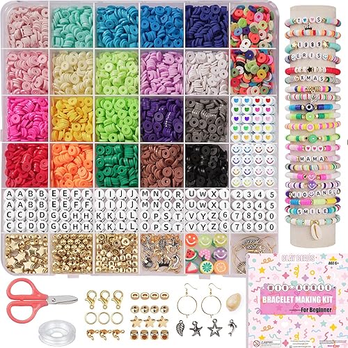 Mio Angle Kit de fabricación de pulseras para principiantes, 5000 piezas de polímero preppy para hacer pulseras de la amistad con dijes, kit para