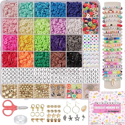 Mio Angle Bracelet Making Kit for Beginner 5000Pcs Preppy Polymer Friendship Bracelet Making with Charms Kit for Jewelry Making DIY Arts and Crafts Birthday Gifts Toys for Kids Age 6-13