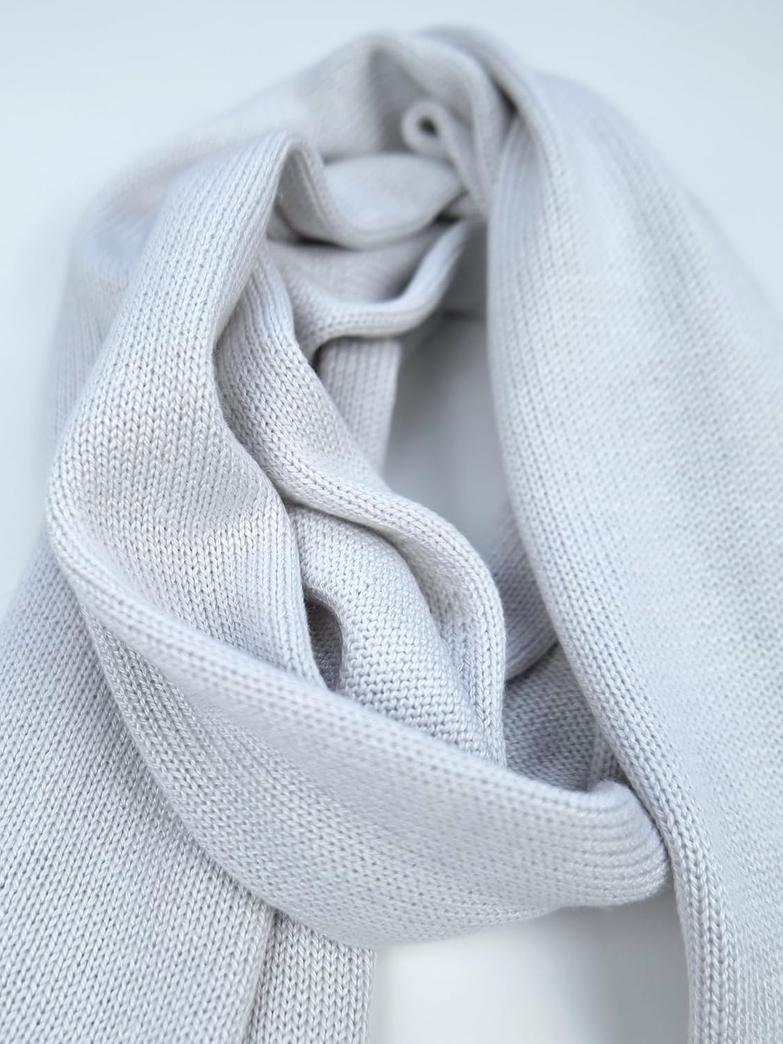 Luxury Knit Scarf For Women 85% Natural mulberry Silk 15% Cashmere 12" W 78.7" L,2ply